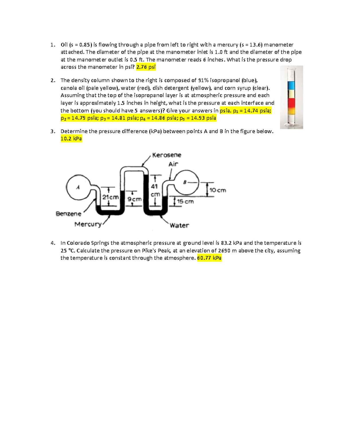 3Ideal Gas Law & Fluid Statics 1. Studocu
