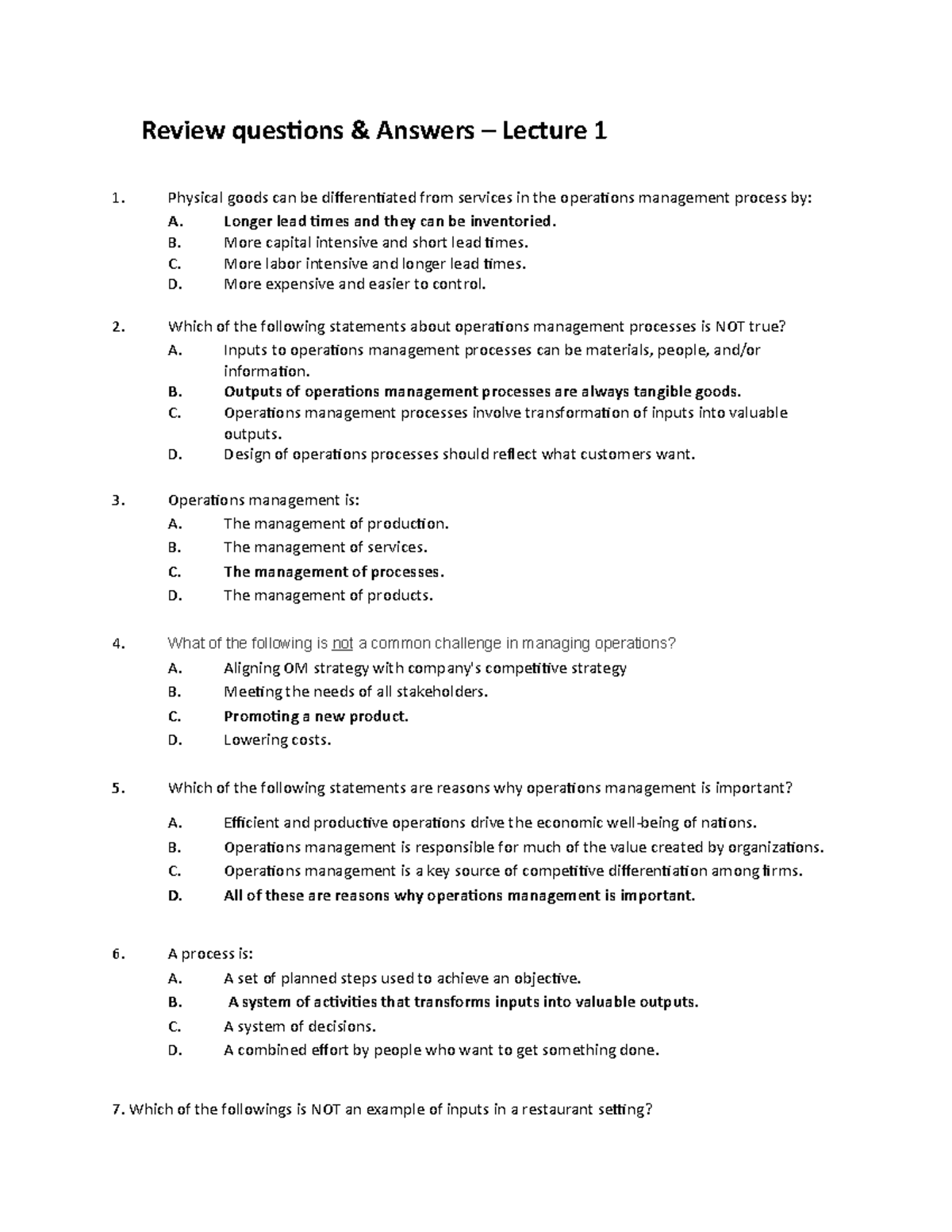 Review Questions Answers - Lecture 1 - Corporate Finance - CityU - Studocu