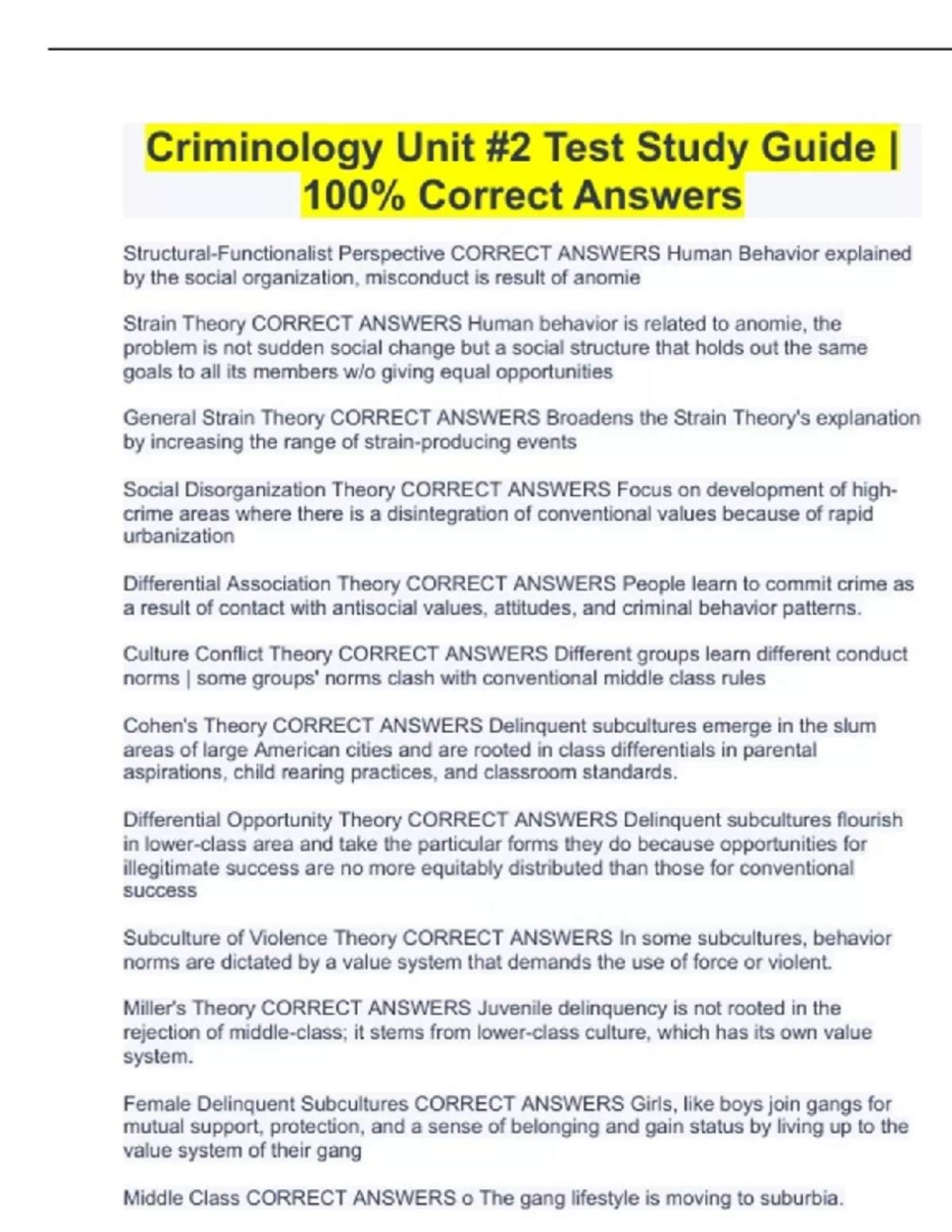 Criminology - Exam Review - CRIJ 1301 - Studocu