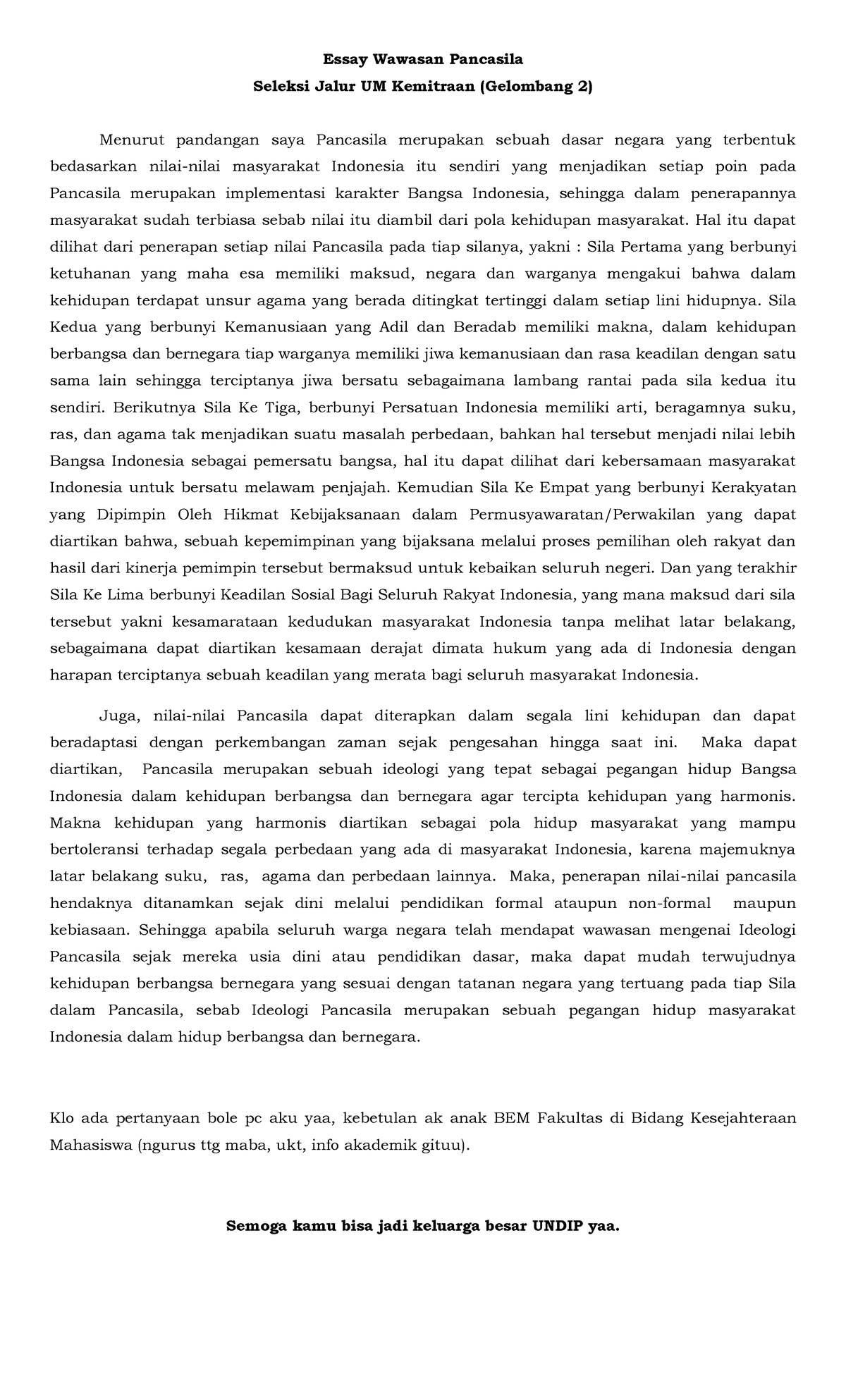 contoh essay wawasan kebangsaan undip