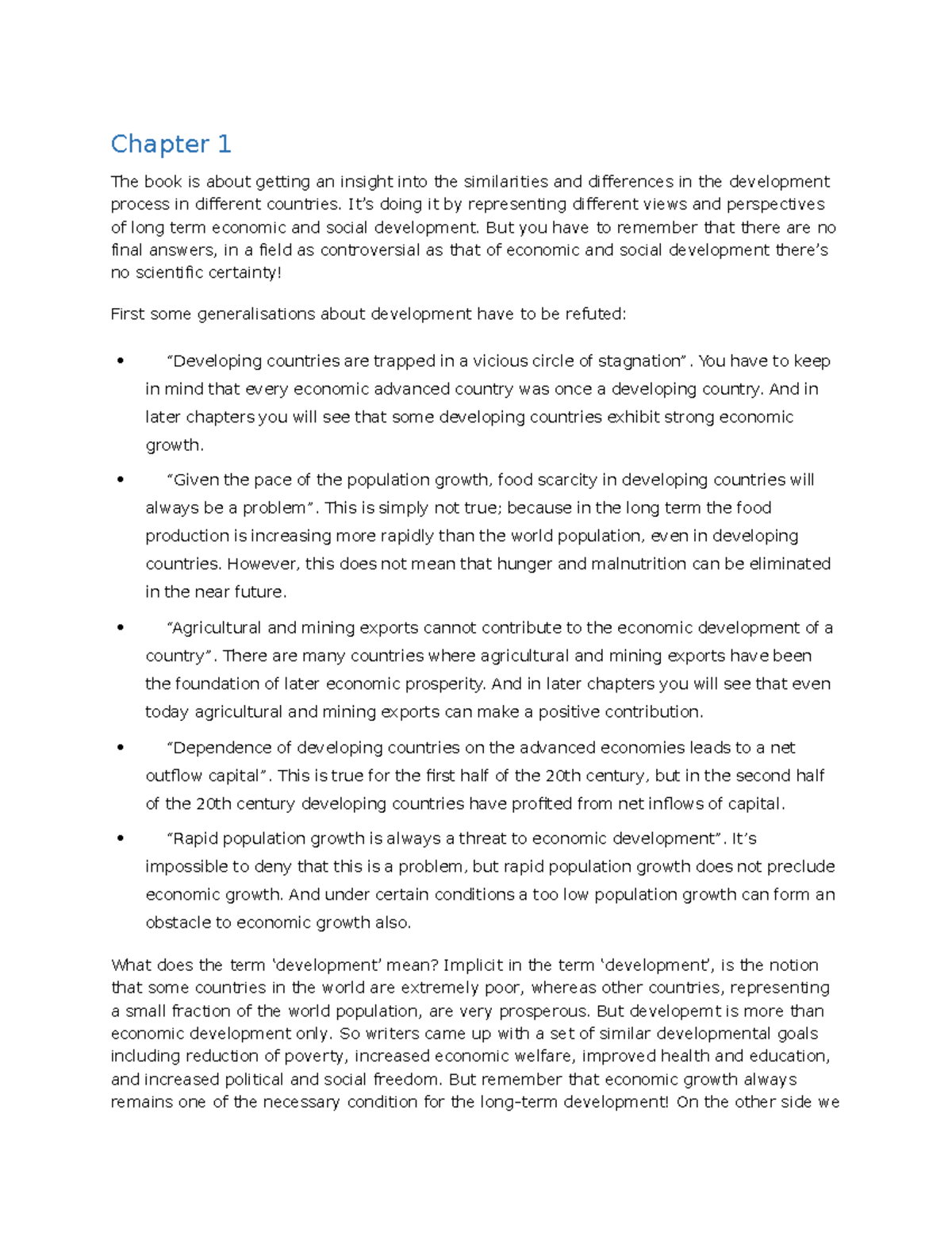 Summary The Dynamics Of Socio-Economic Development - Chapter 1-6, 11 ...