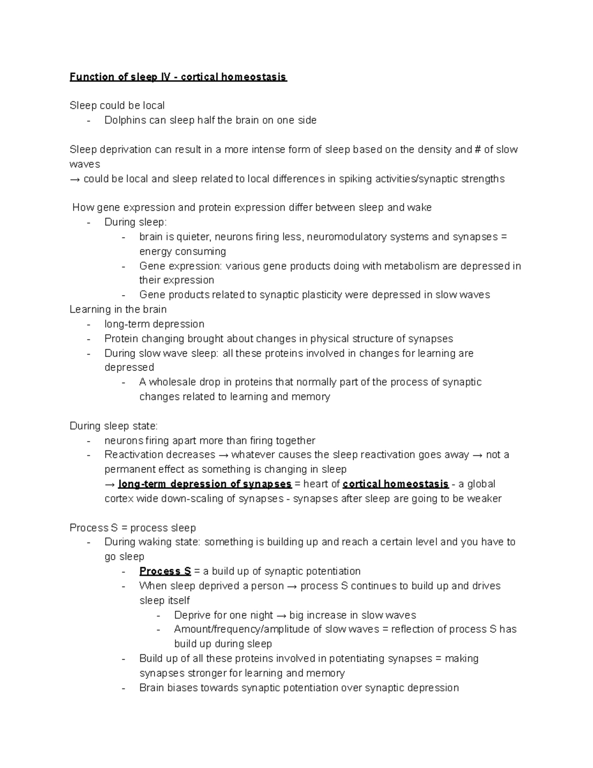 Cogs176-lec8 (week 2) - Lecture notes 8 - Function of sleep IV ...
