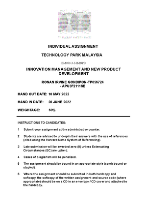 Assessment Requirement - DegreeAsia Pacific University of Technology ...