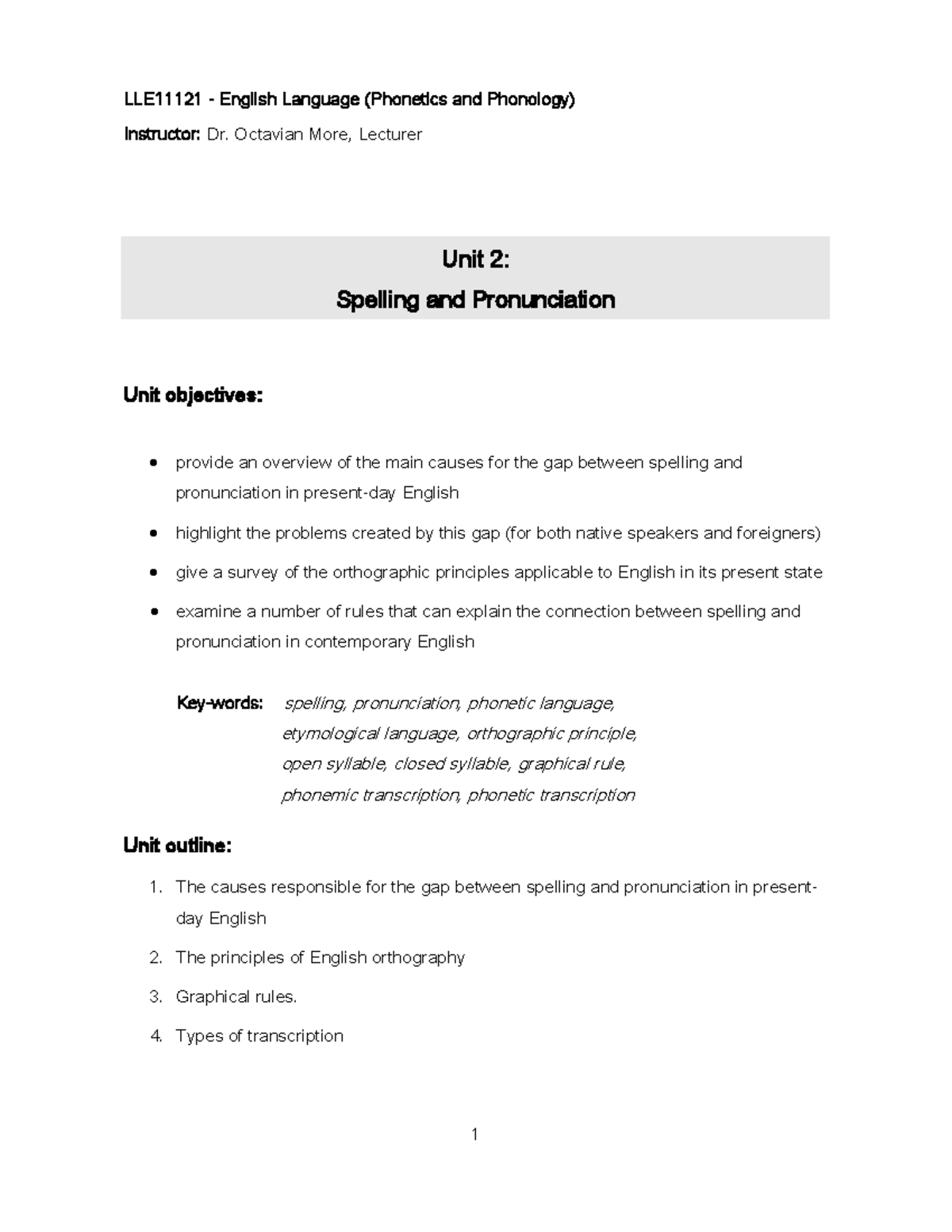 LLE11121 - Phonetics Unit 2 - English Language (Phonetics and Phonology ...
