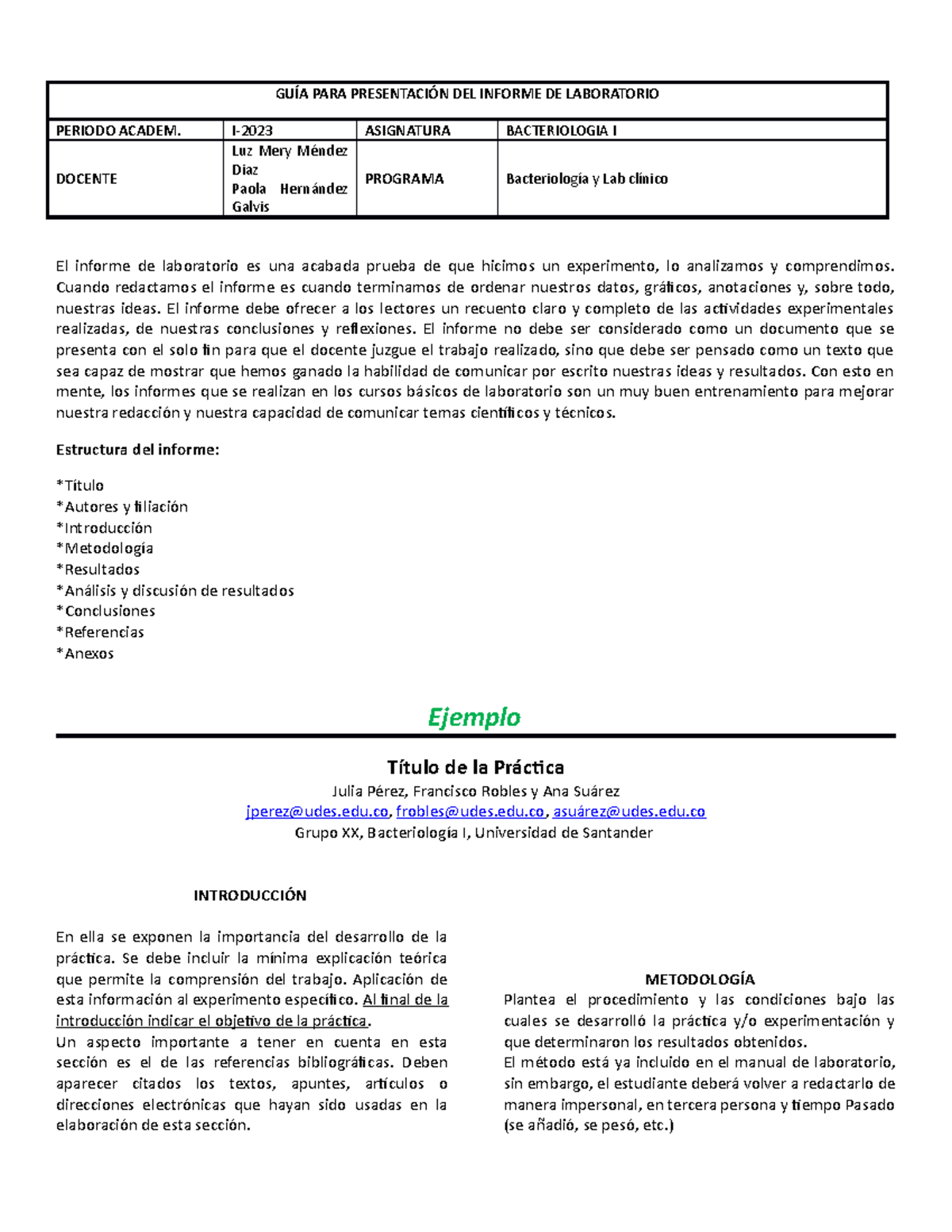 Formato Informe De Laboratorio 2023 1 El Informe De Laboratorio Es