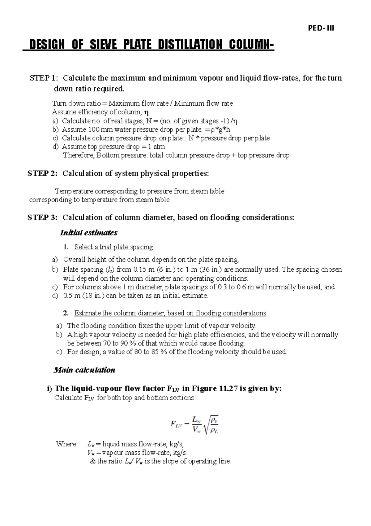 126605013 Design OF Sieve Plate column DESIGN OF SIEVE PLATE