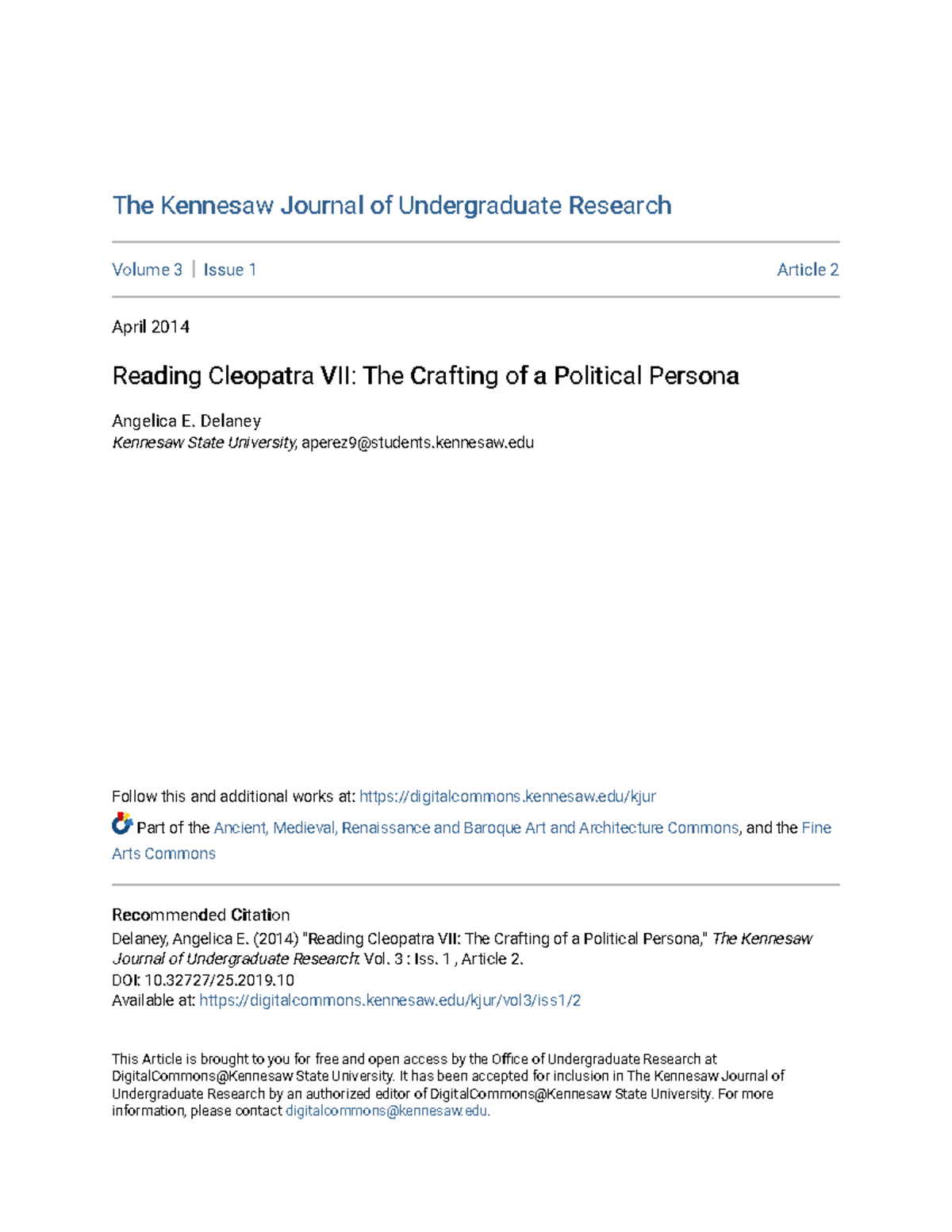 PDF) Reading Cleopatra VII: The Crafting of a Political Persona