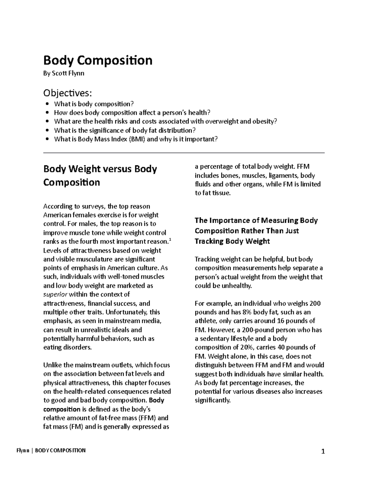 essay about body composition