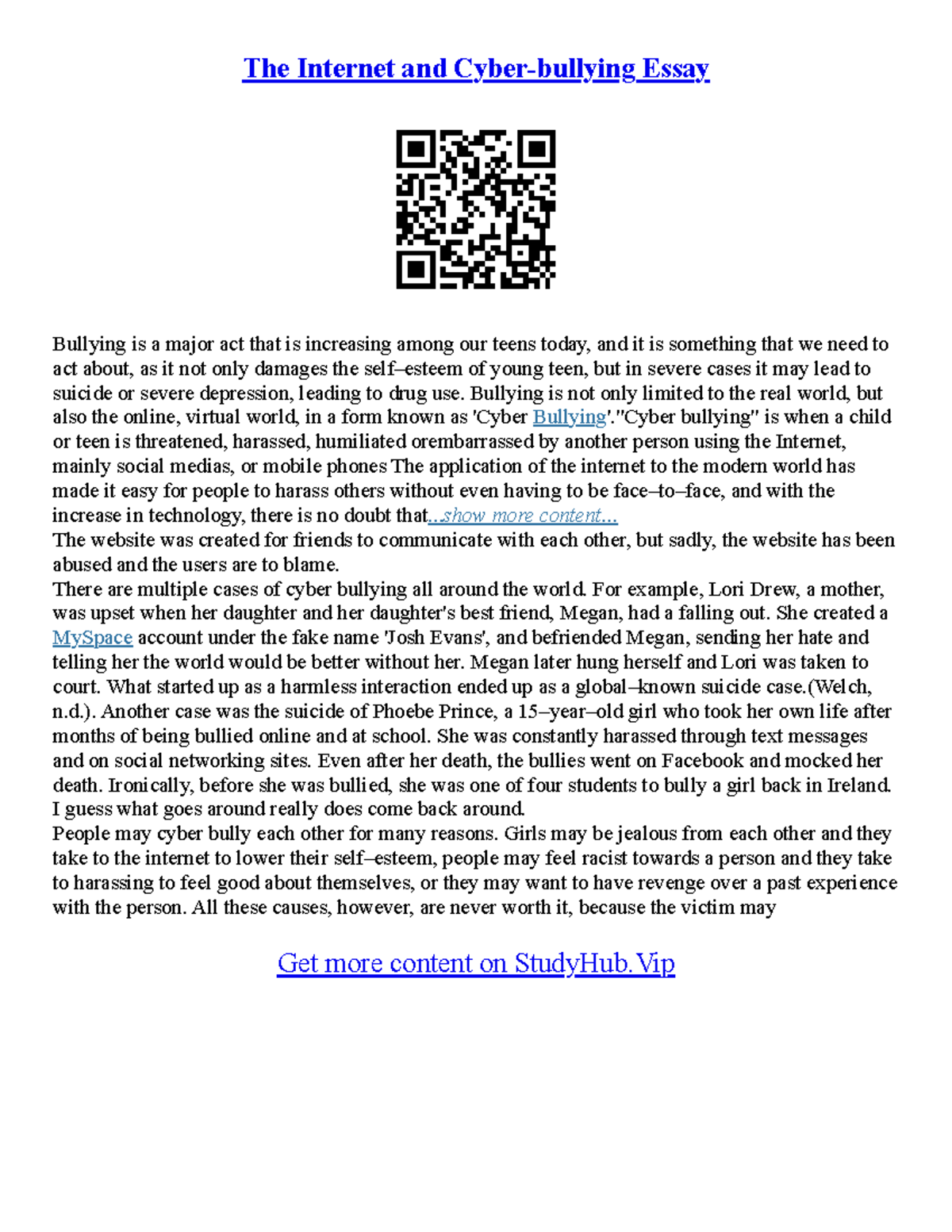 internet bullying essay