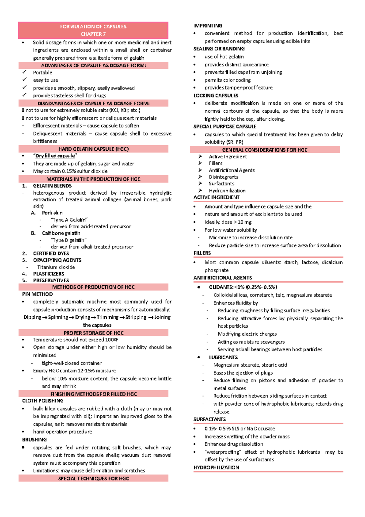 Pharm Manuf. Formulation OF Capsules - FORMULATION OF CAPSULES CHAPTER ...