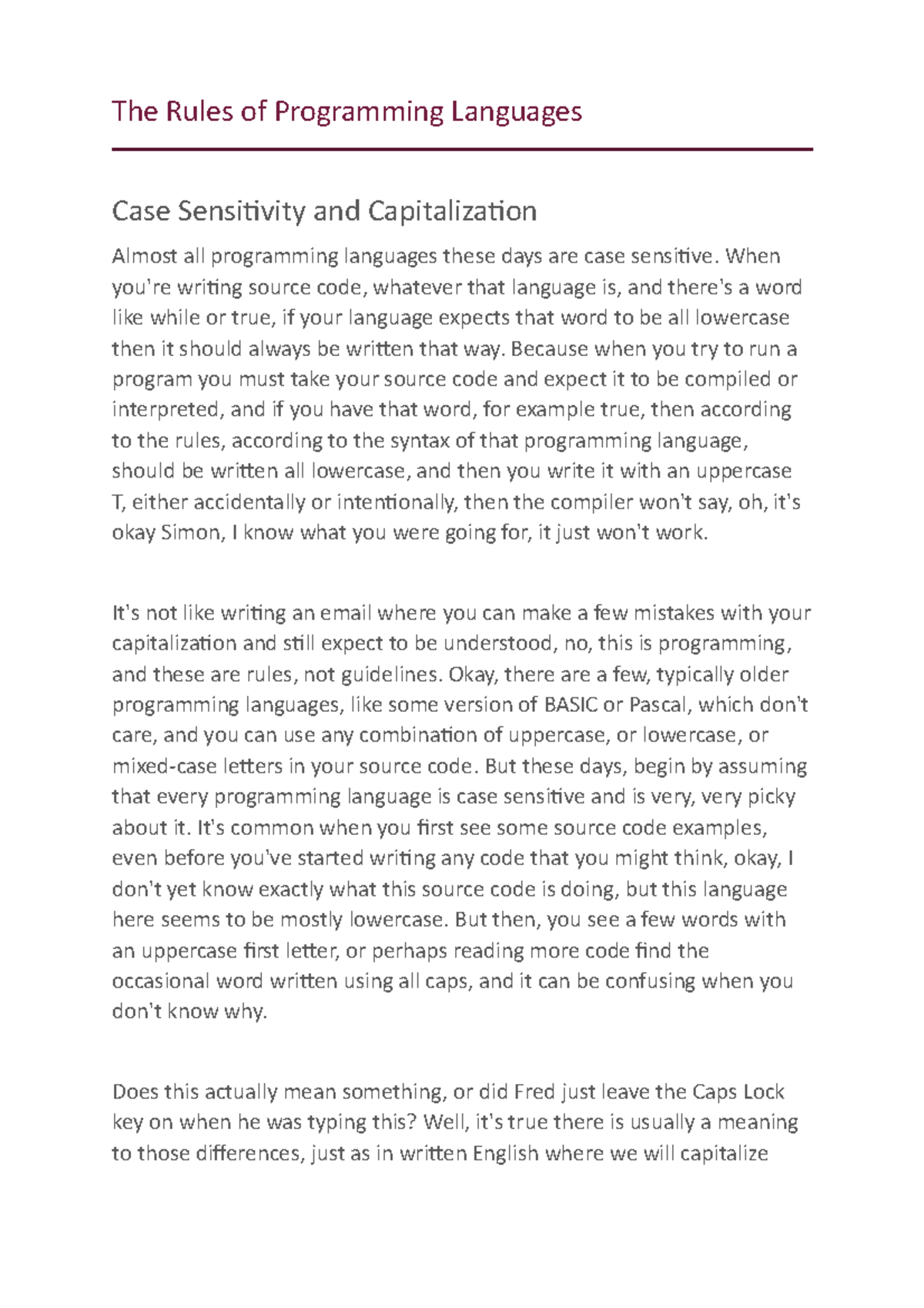 The Rules of Programming Languages - When you're writing source code ...