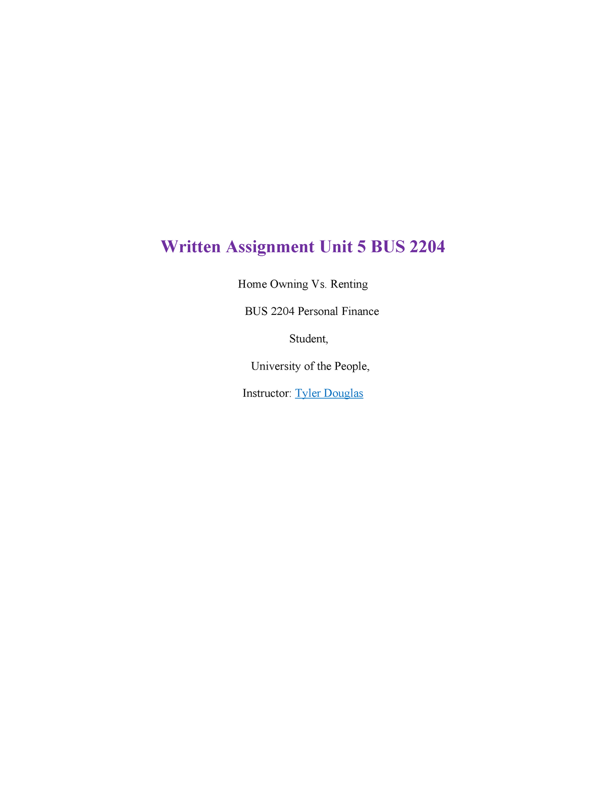 written assignment unit 5 bus 2204