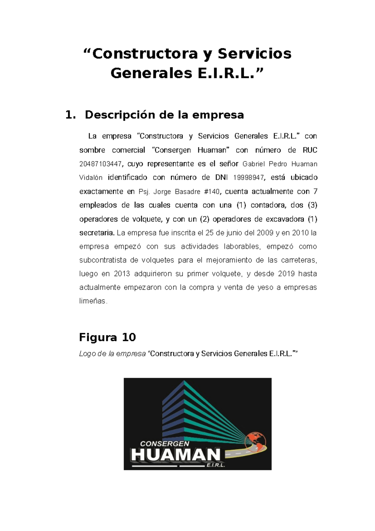 CH - APUNTES - “Constructora y Servicios Generales E.I.R.” 1 ...