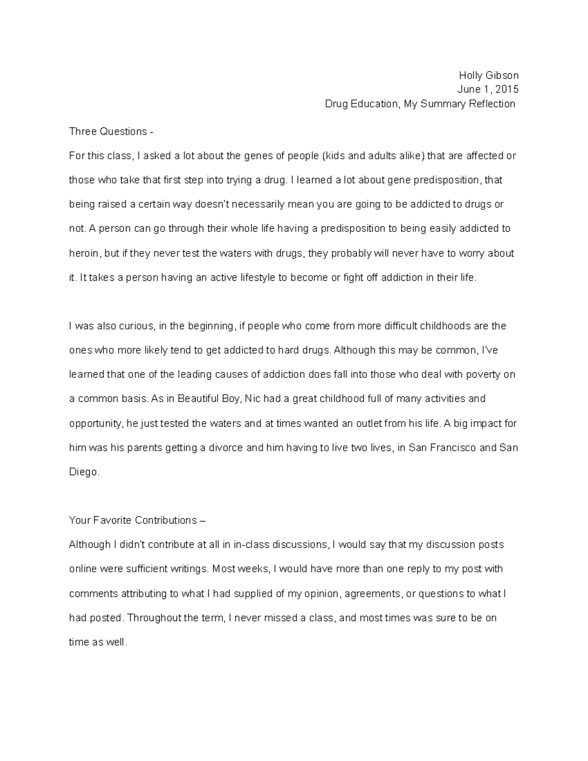 drug symposium reflection essay