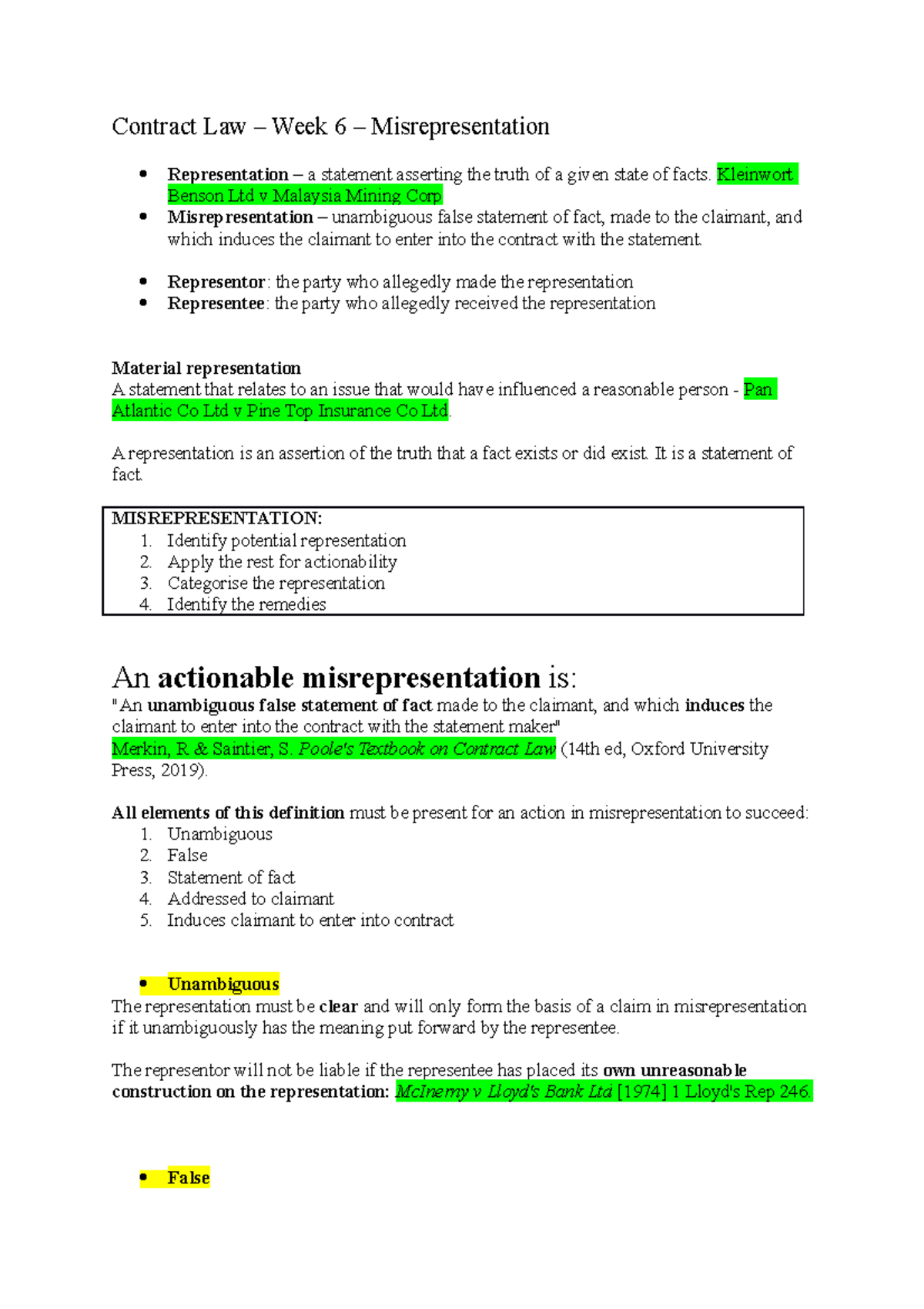 representation of contract meaning