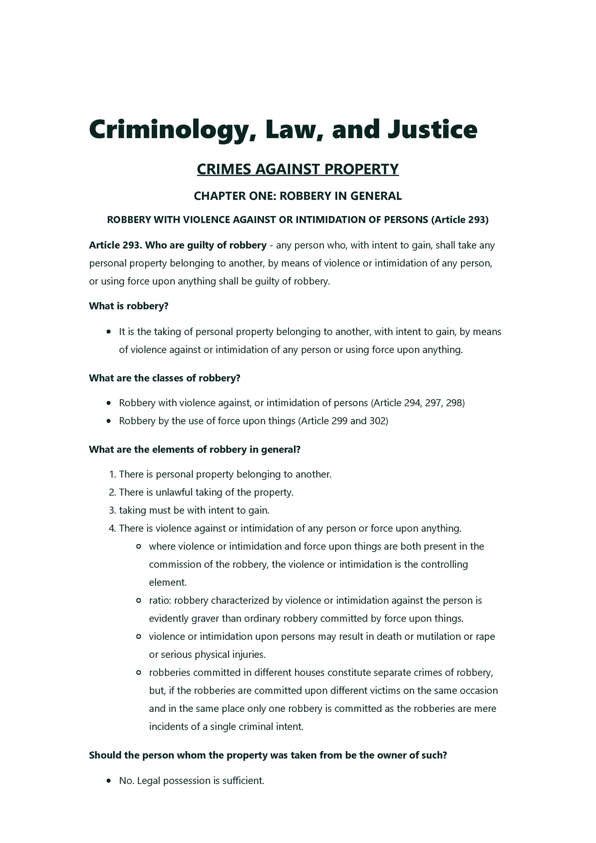 Criminology, Law, And Justice - Criminology, Law, And Justice CRIMES ...