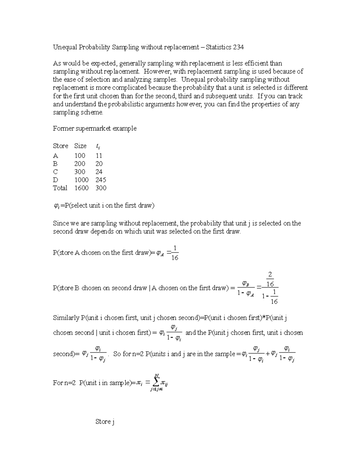 Unequal Probability Sampling without replacement - However, with ...