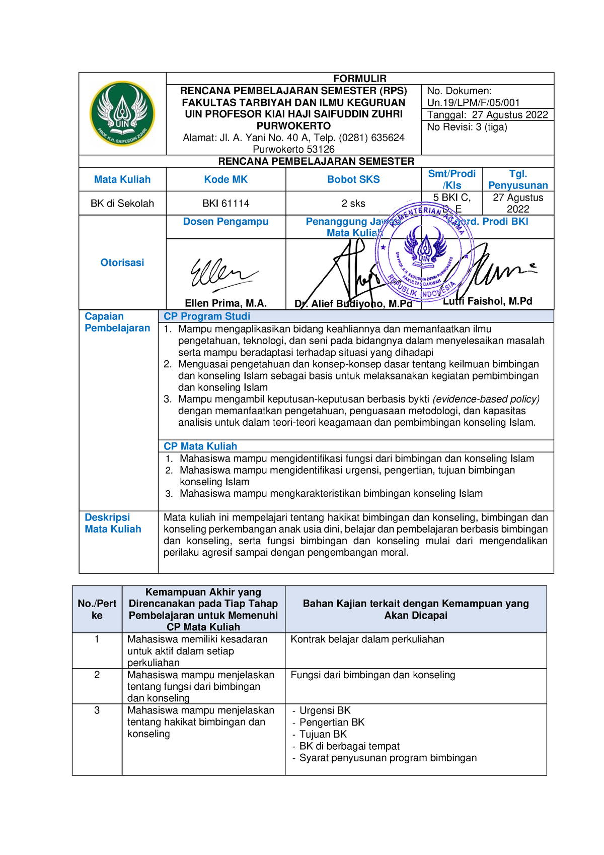 BK - Bimbingan Dan Konseling - FORMULIR RENCANA PEMBELAJARAN SEMESTER ...