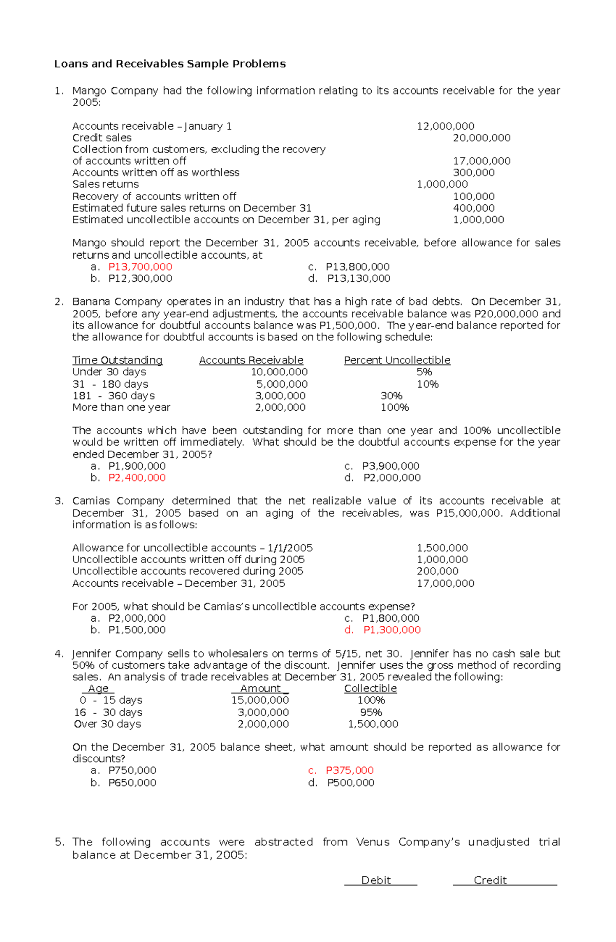 Pdf1234567890qer - Loans and Receivables Sample Problems Mango Company ...