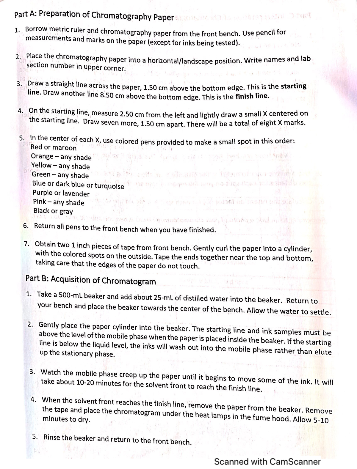 Chromatography lab procedure CHEM 9 Studocu