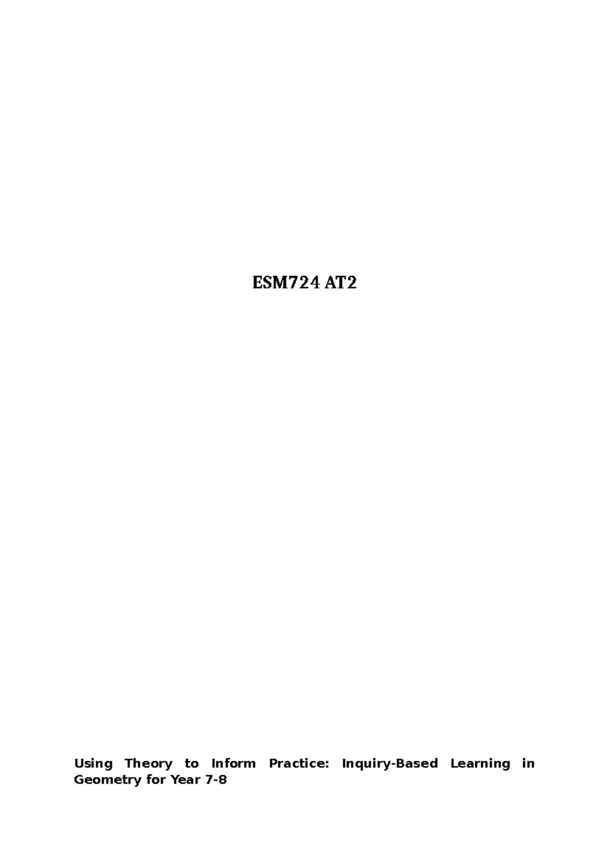 ESM724 AT2 - Maths - ESM724 AT Using Theory to Inform Practice: Inquiry ...