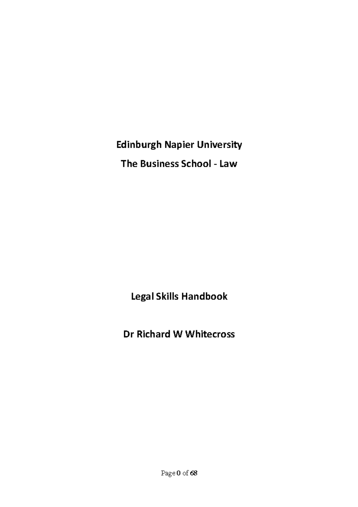 Legal Skills Handbook Edinburgh Napier University The Business School