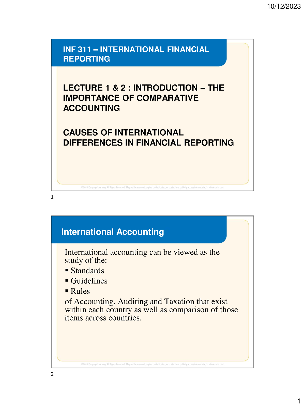 1 & 2-INF311 - LECTURE - INF 311 – INTERNATIONAL FINANCIAL REPORTING ...