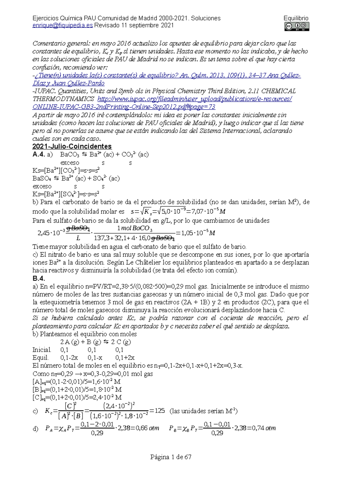 Q5 PAU Equilibrio Soluc - Enrique@fiquipedia Revisado 11 Septiembre ...