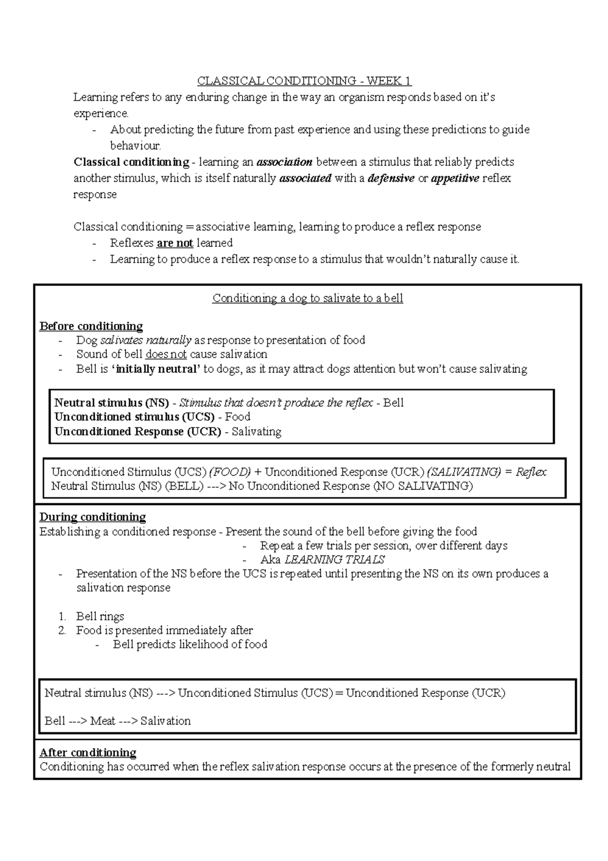 Learning & Cognition (week 1 - 3), Semester 1 2021 - CLASSICAL ...