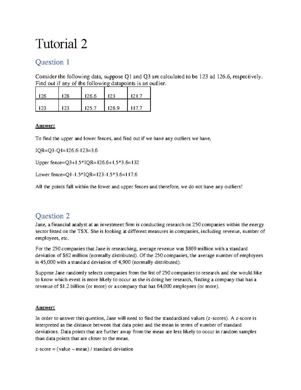 Tutorial 2 with Answers Tutorial 2 Question 1 Consider The