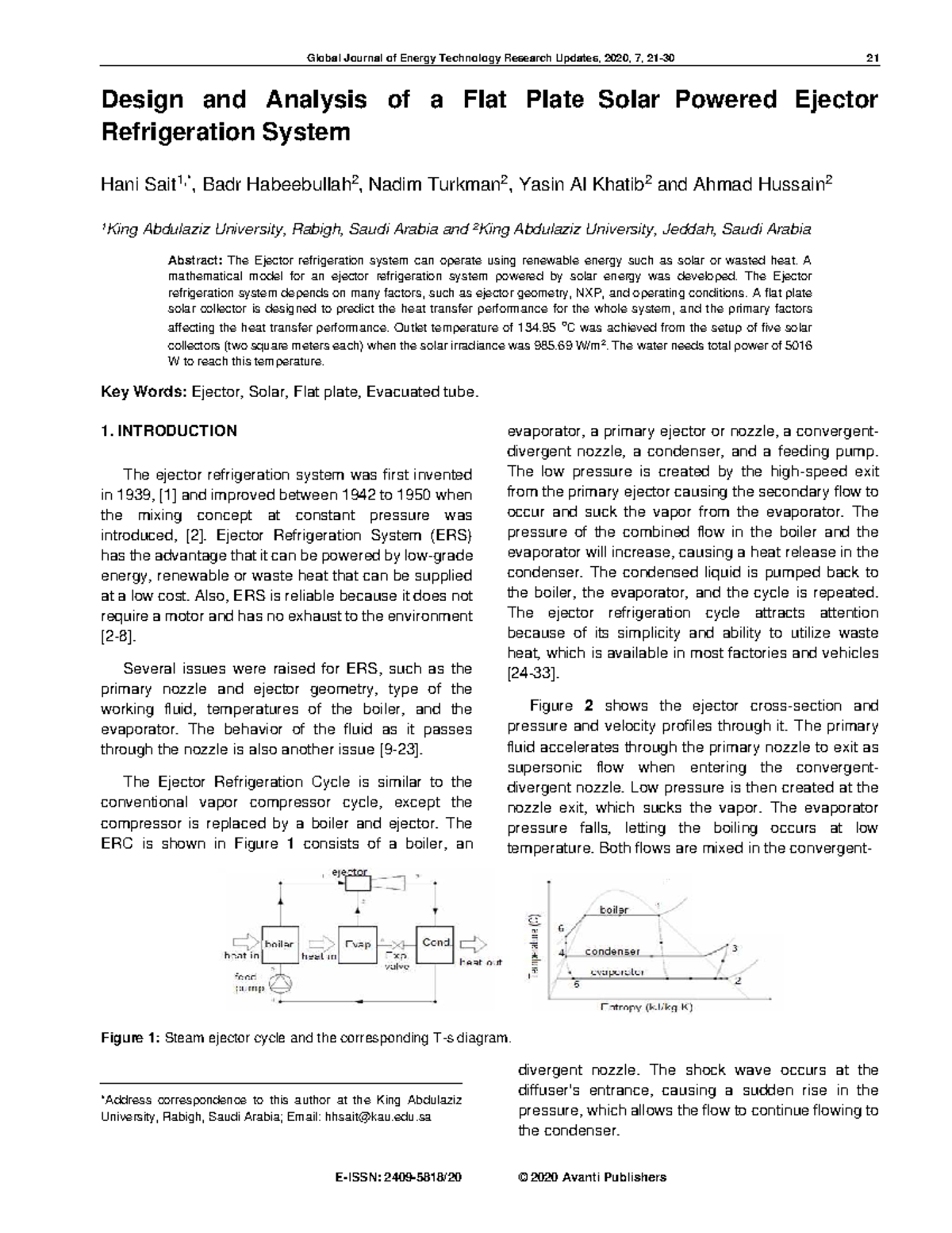Refrigeration System efg Global Journal of Energy Technology