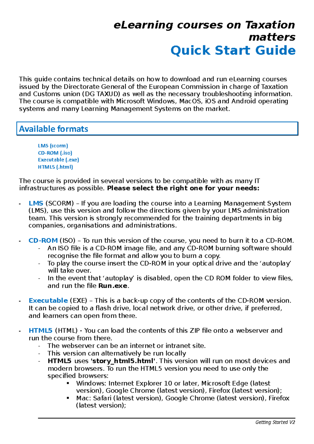 VAT Directive e Learning course Quick Start Guide eLearning courses