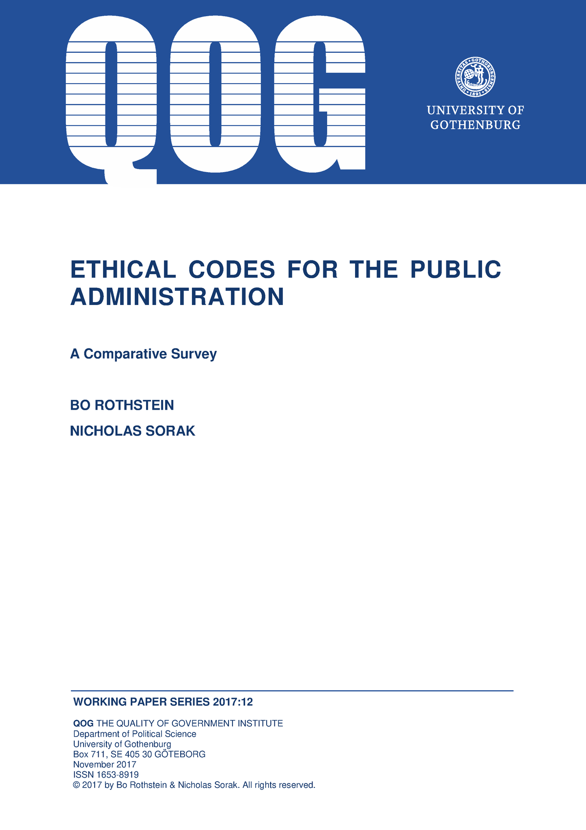 Ethics - Moral - ETHICAL CODES FOR THE PUBLIC ADMINISTRATION A ...