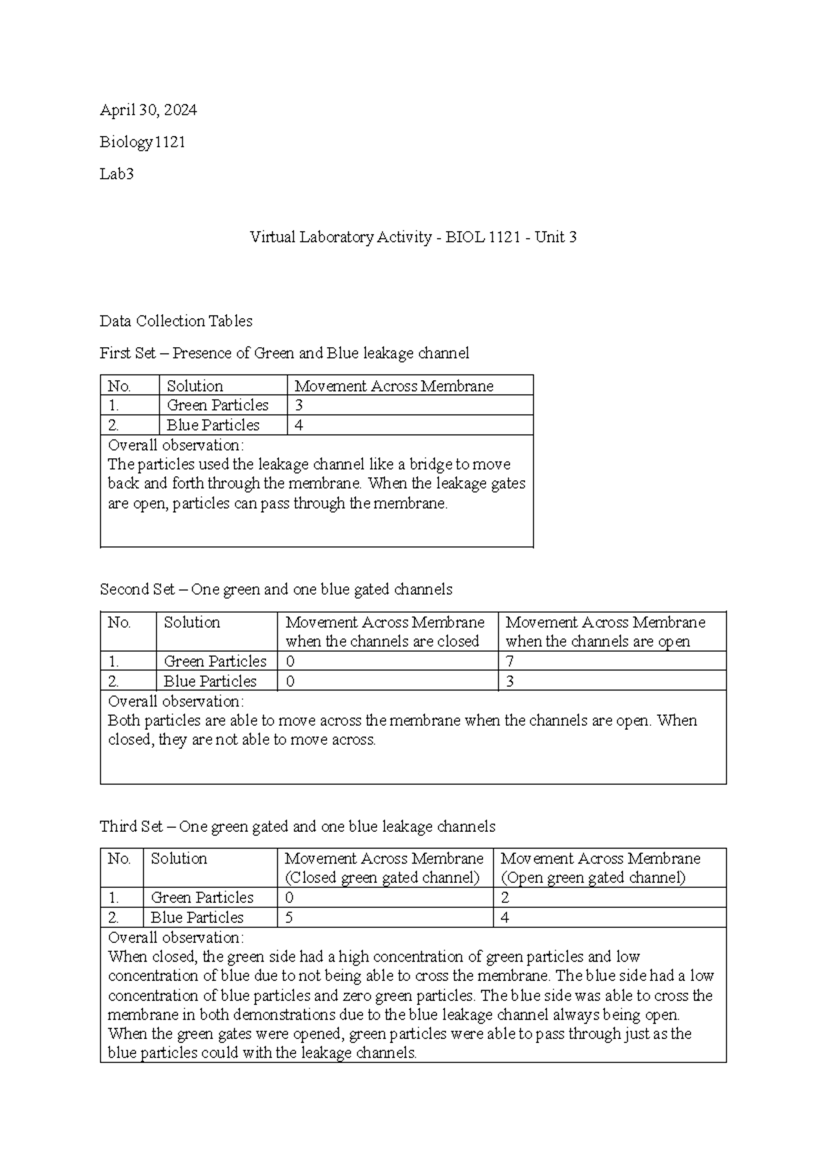 unit 3 lab 2 bio1121 - April 30, 2024 Biology Lab Virtual Laboratory ...