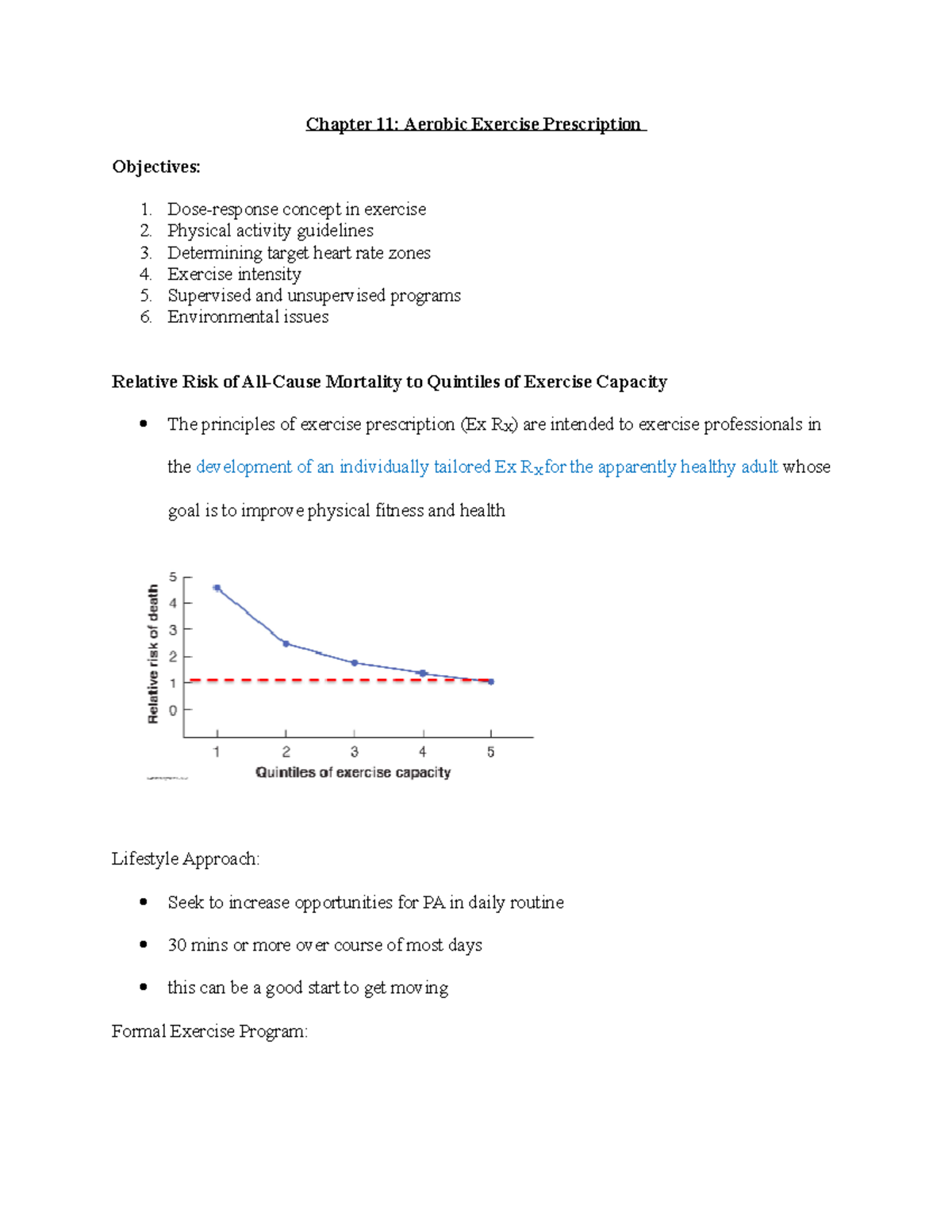KNS 414 Chapt 11- Aerobic Exercise Prescription - Chapter 11: Aerobic ...