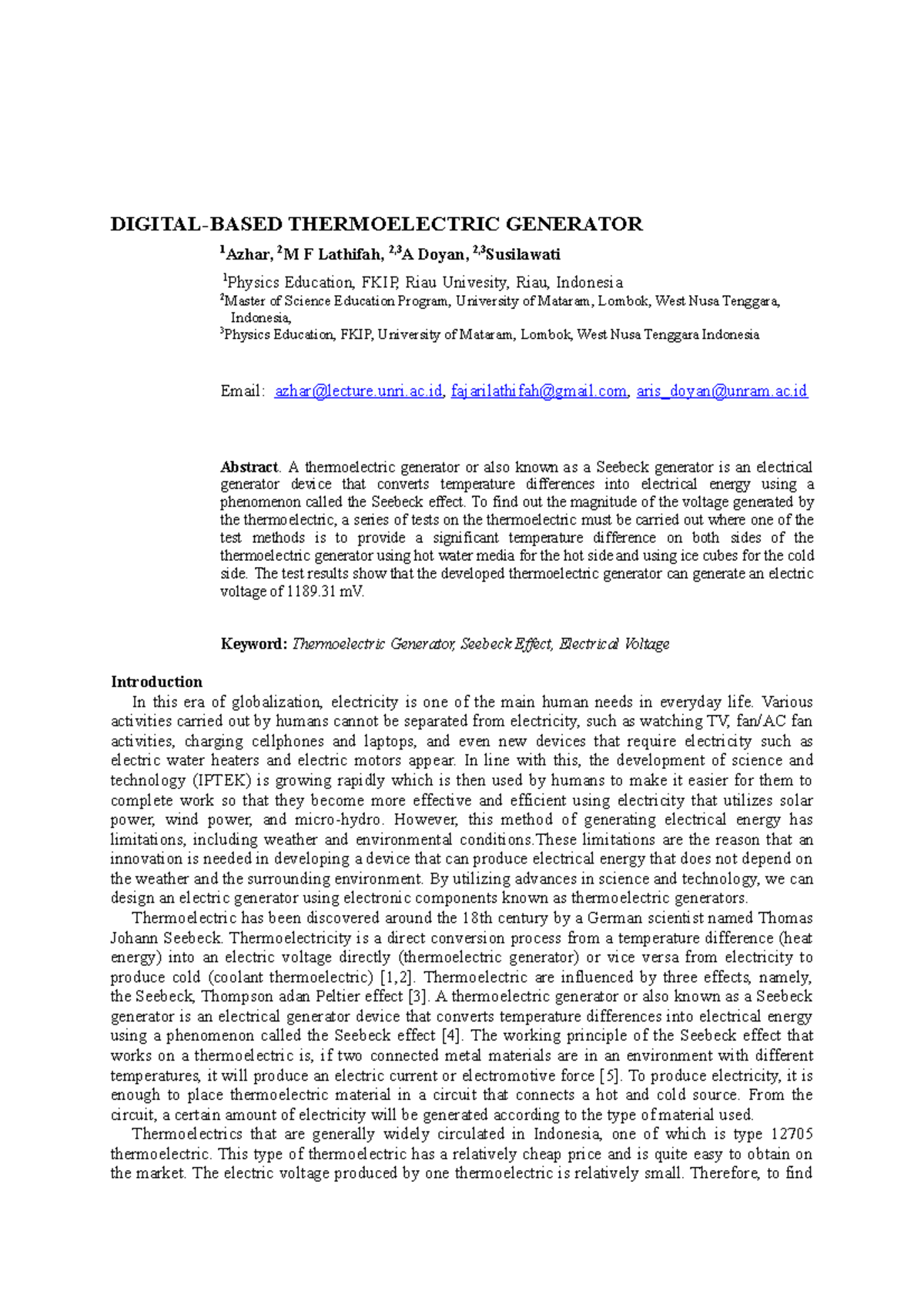 Untitle Article - 69449631 - DIGITAL-BASED THERMOELECTRIC GENERATOR 1 ...