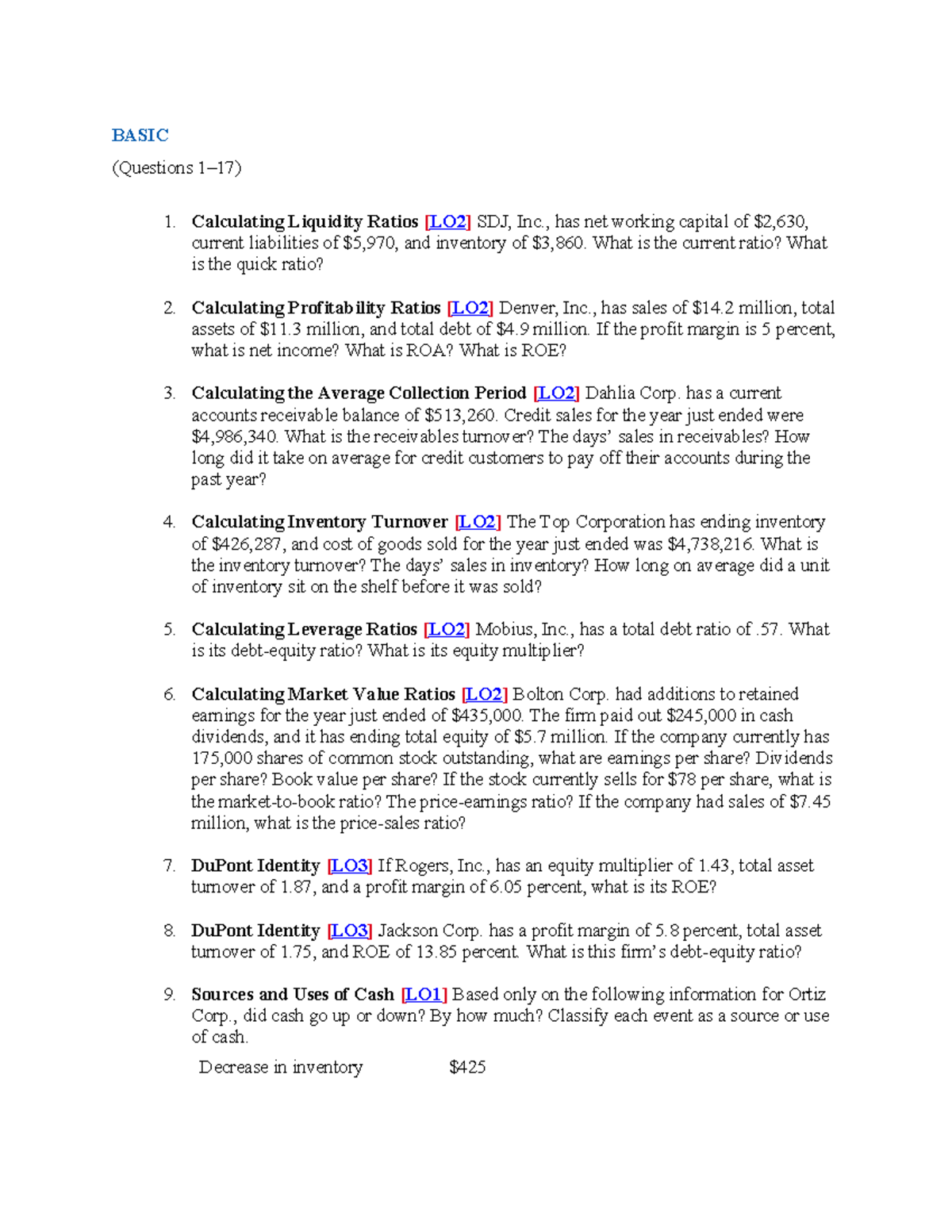 Chapter 3- End of Chapter Questions - BASIC (Questions 1–17) 1 ...