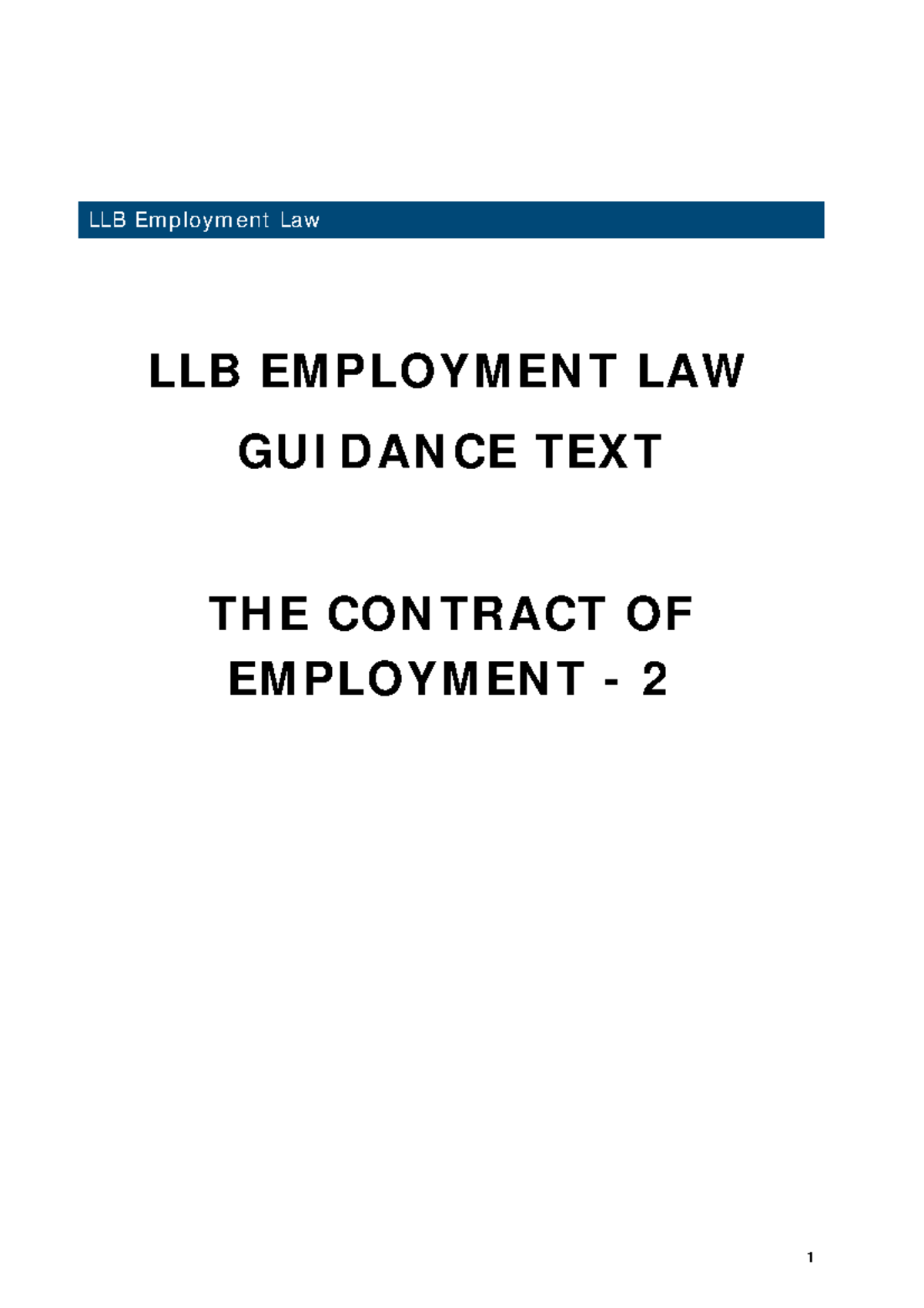 Express Terms LLB Employment Law LLB EMPLOYMENT LAW GUIDANCE TEXT THE