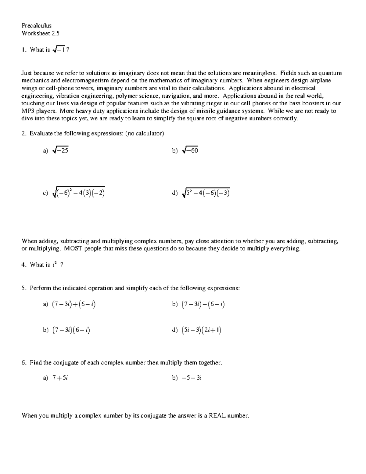 Precalc - Chapter 2B Worksheet - Precalculus Worksheet 2. What is - 1 ...