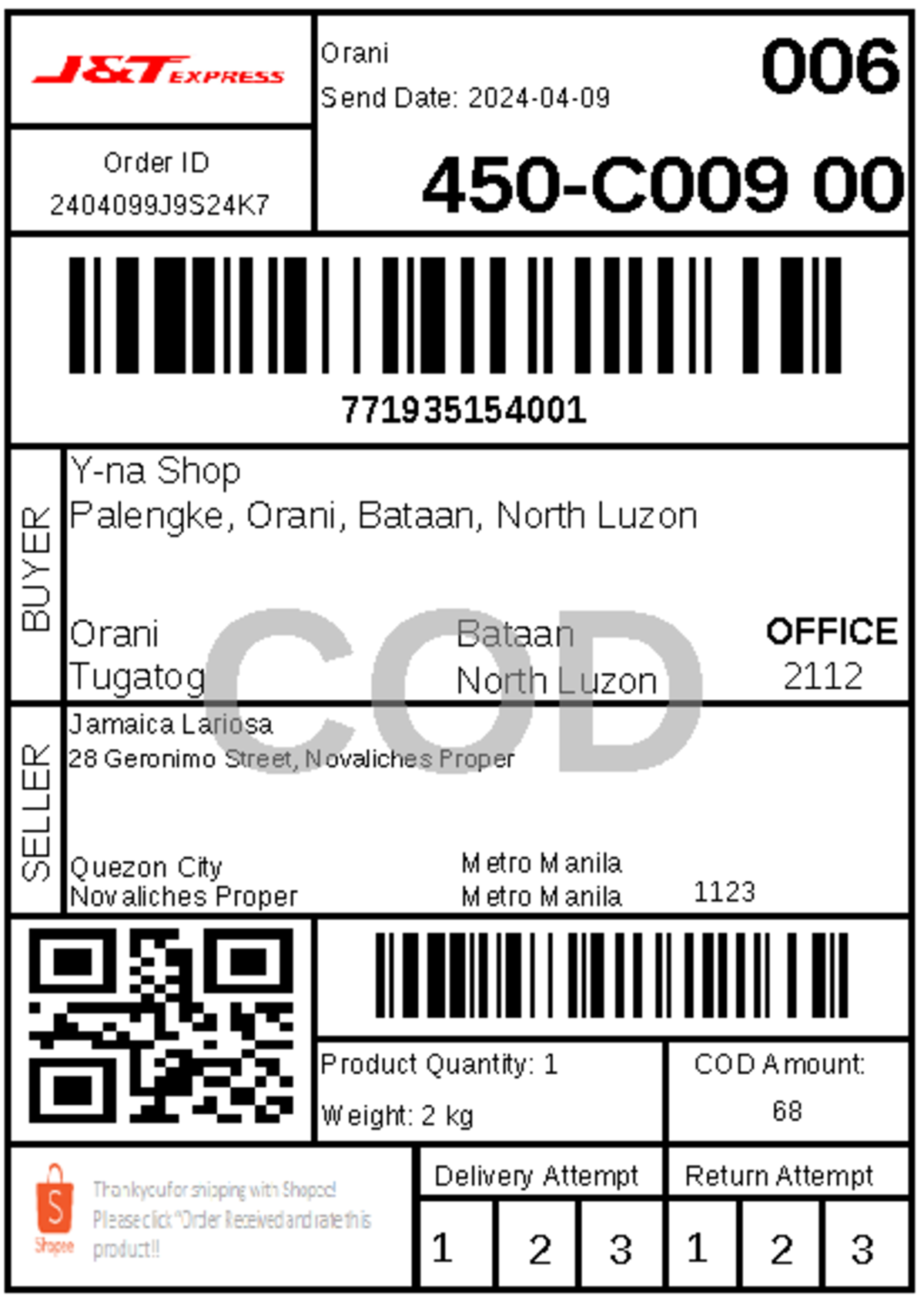 Inbound 657140213296330026 - BUYER SELLER Return Attempt 1 Product ...