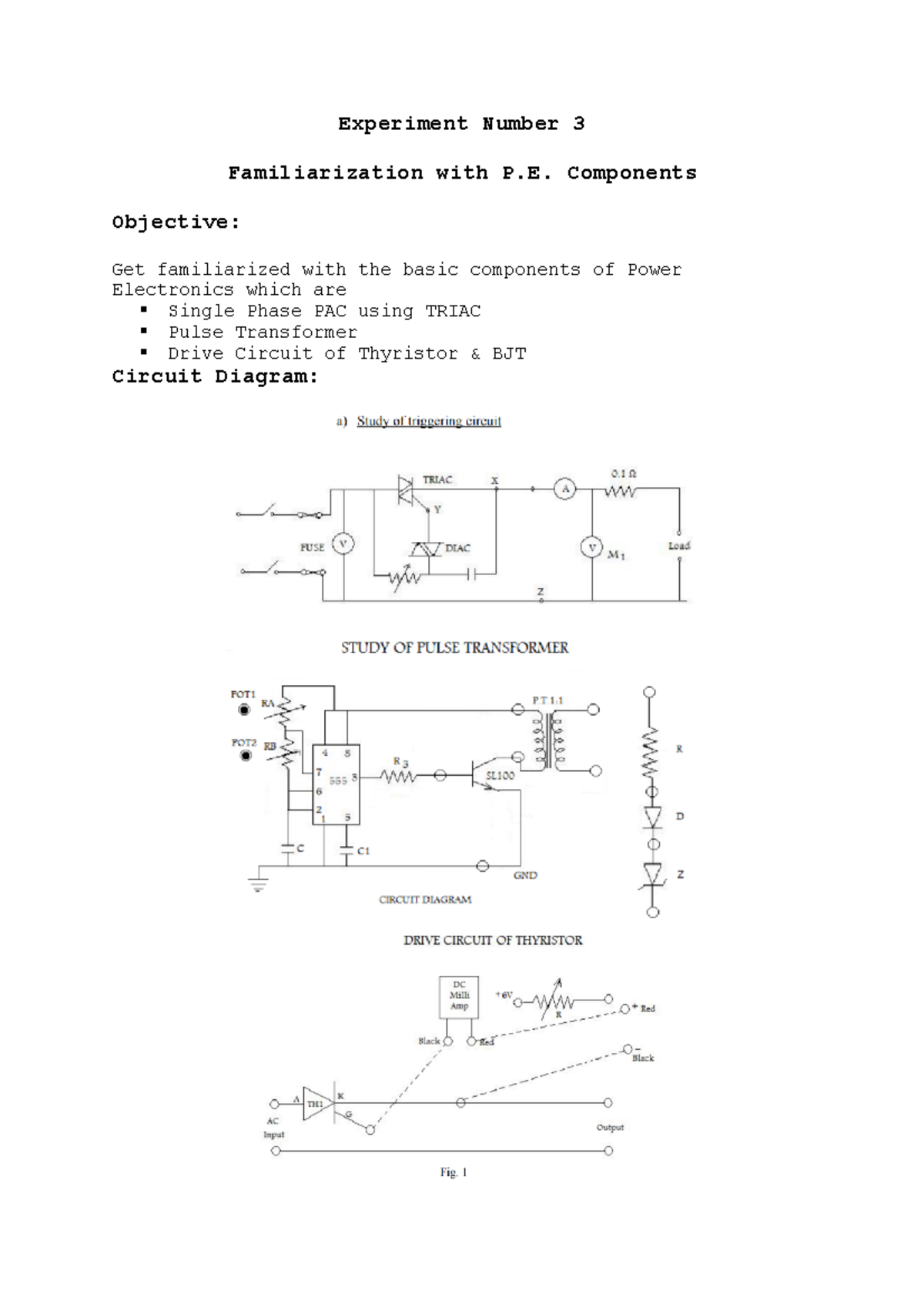 Experiment Number 3 - Power Electronics Lab Report - Experiment Number ...