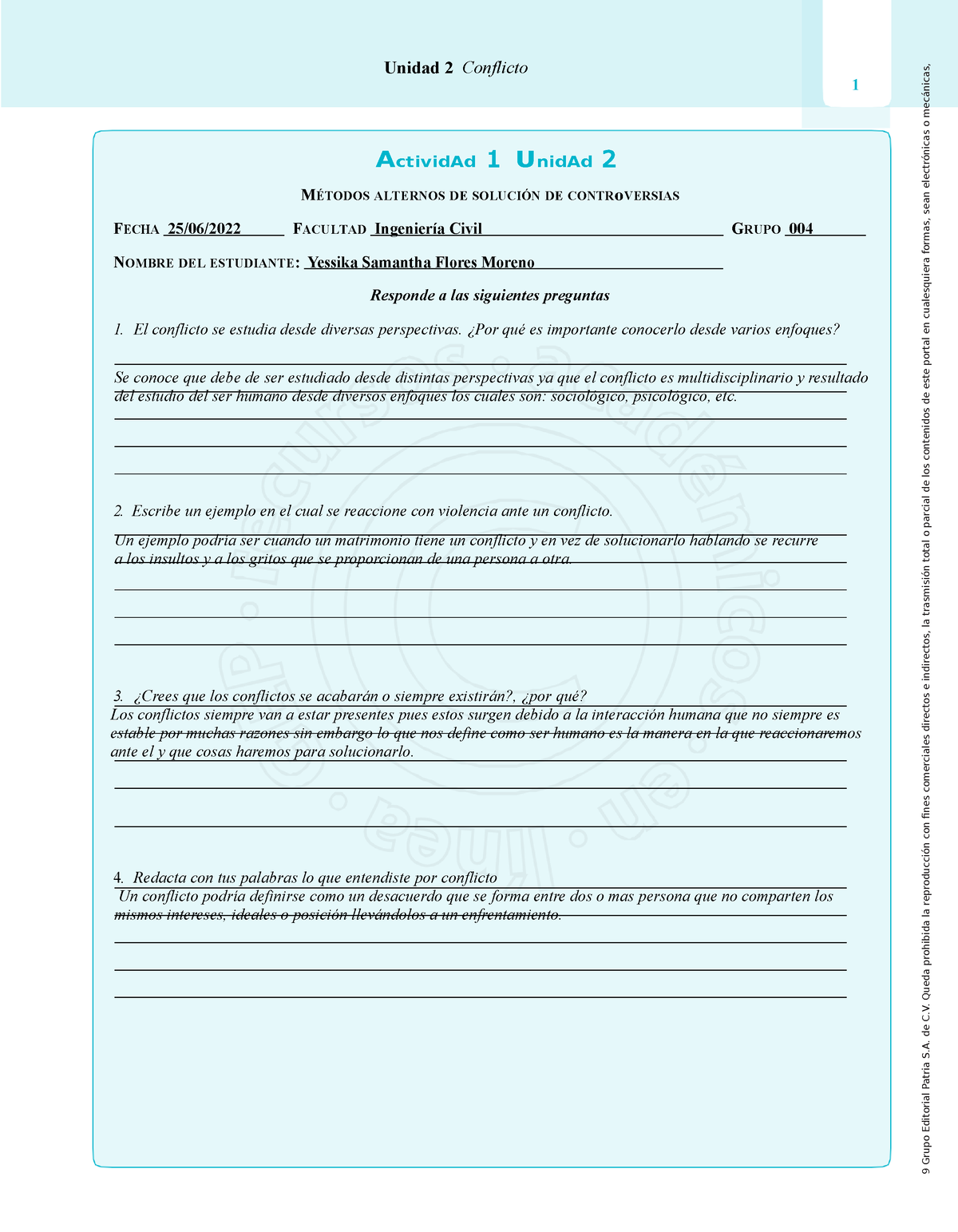 Formatos U 2 YSFM - 1 ActividAd 1 UnidAd 2 MÉTODOS ALTERNOS DE SOLUCIÓN ...