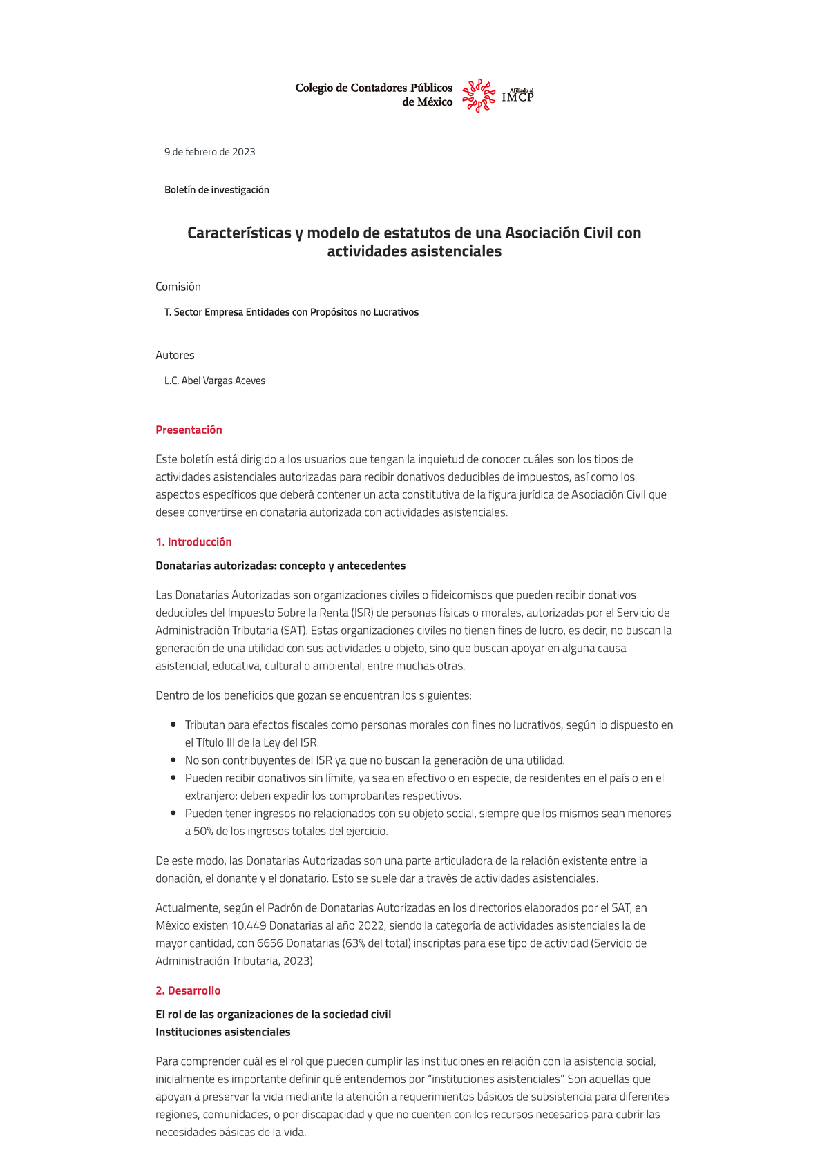 Características y modelo de estatutos de una Asociación Civil con  actividades asistenciales - Studocu