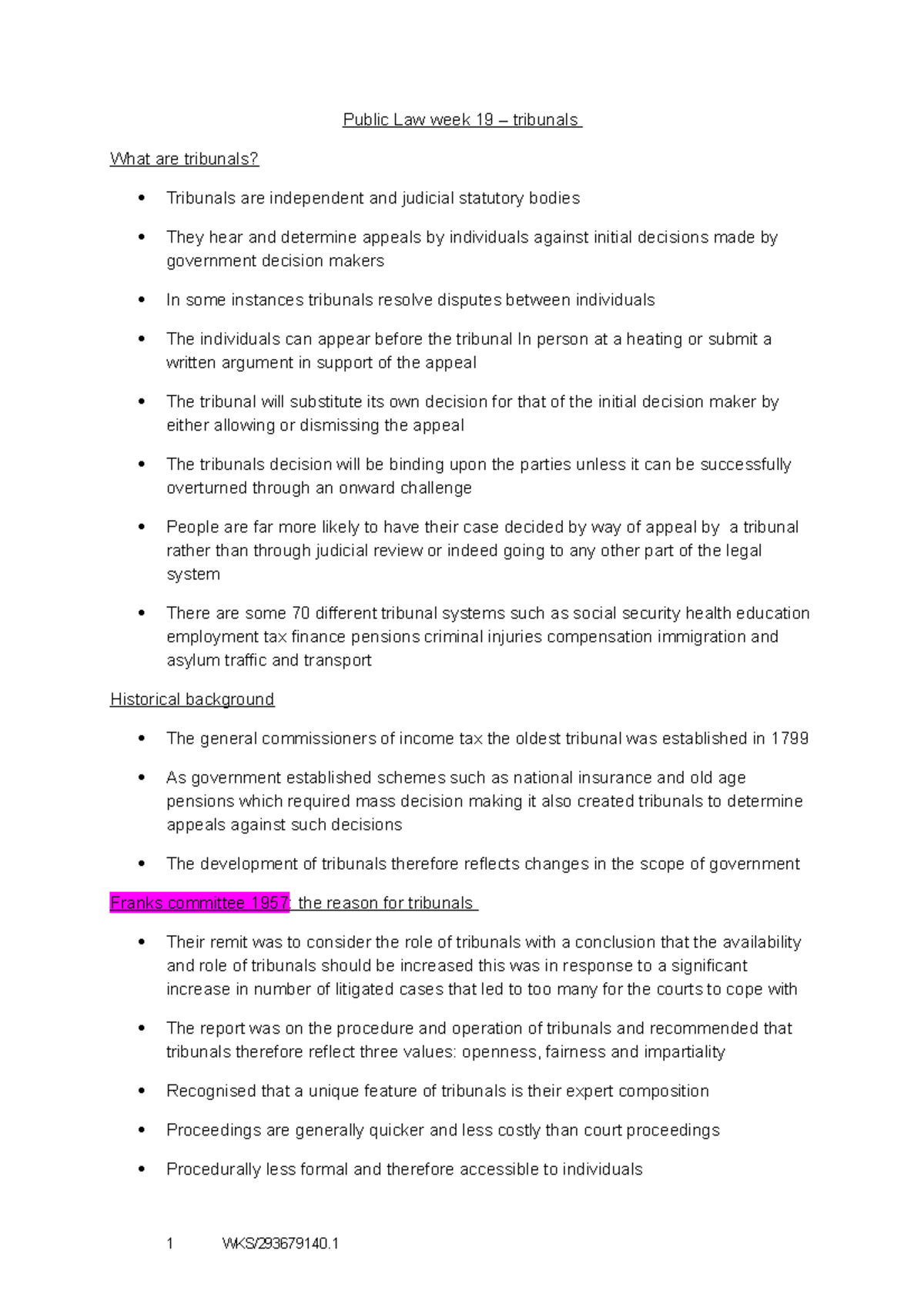 Constitutional and Administrative Law tribunals Public Law week 19
