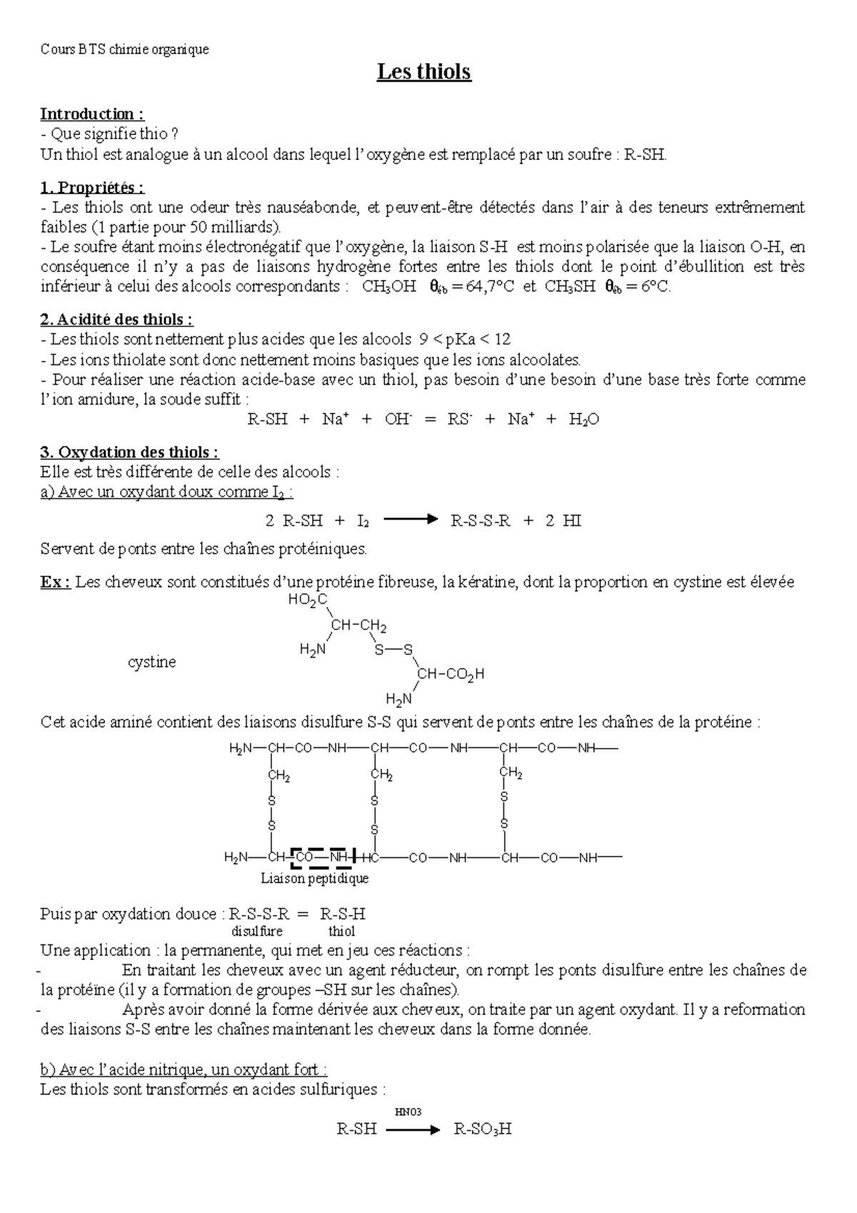 Chimie -Les thiols - S S CH 2 CH CH HO 2 C CO 2 H H 2 N H 2 N H 2 N CH ...