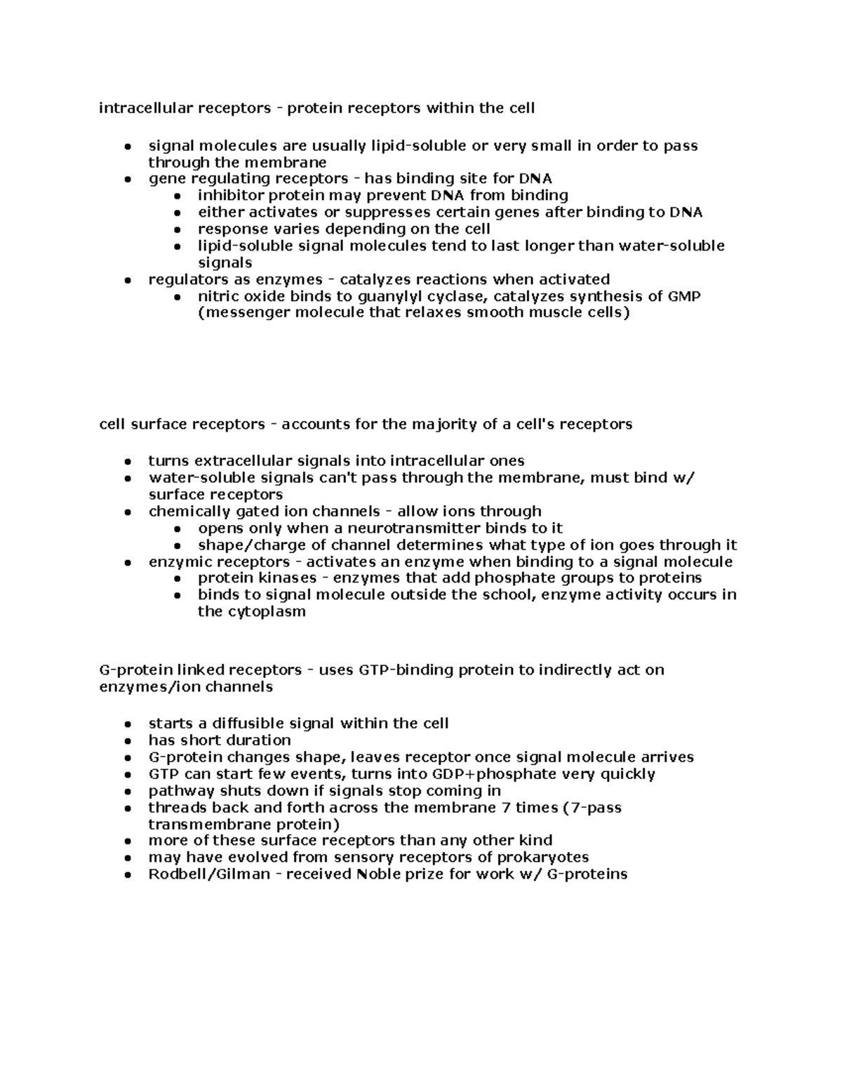 Receptors Biology For Science Majors Ii Instructor Given Lecture Notes Intracellular 3253