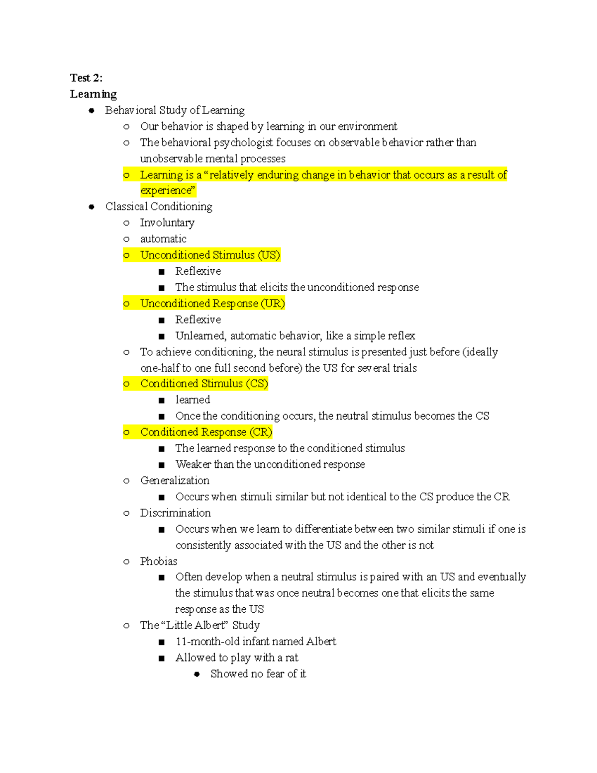 Psyc101 Exam 2 Notes For Exam 2 Test 2 Learning Behavioral Study Psyc101 Exam 2 Notes For Exam 2 Test 2 Learning Behavioral Study