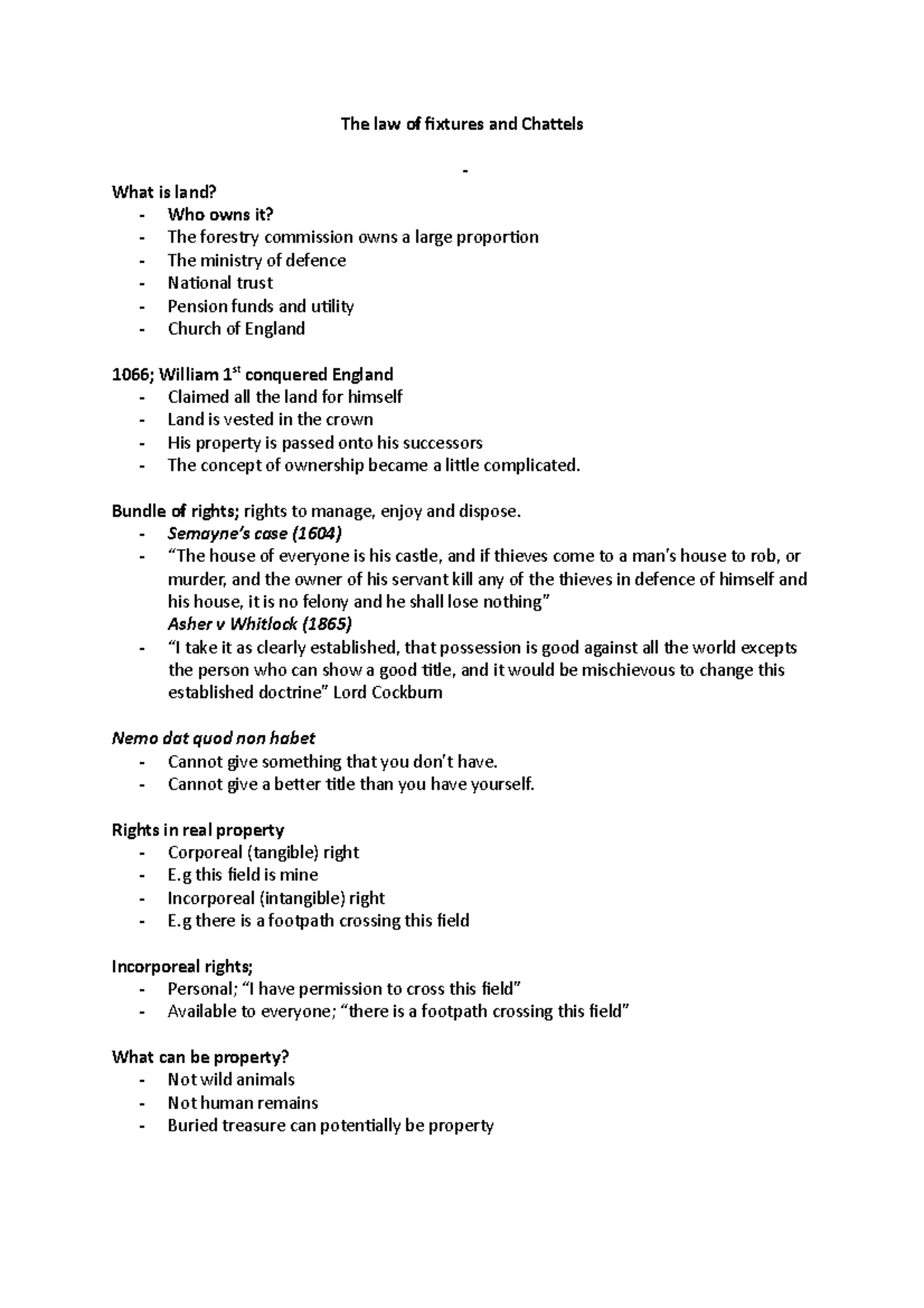 The law of fixtures and Chattels The law of fixtures and Chattels