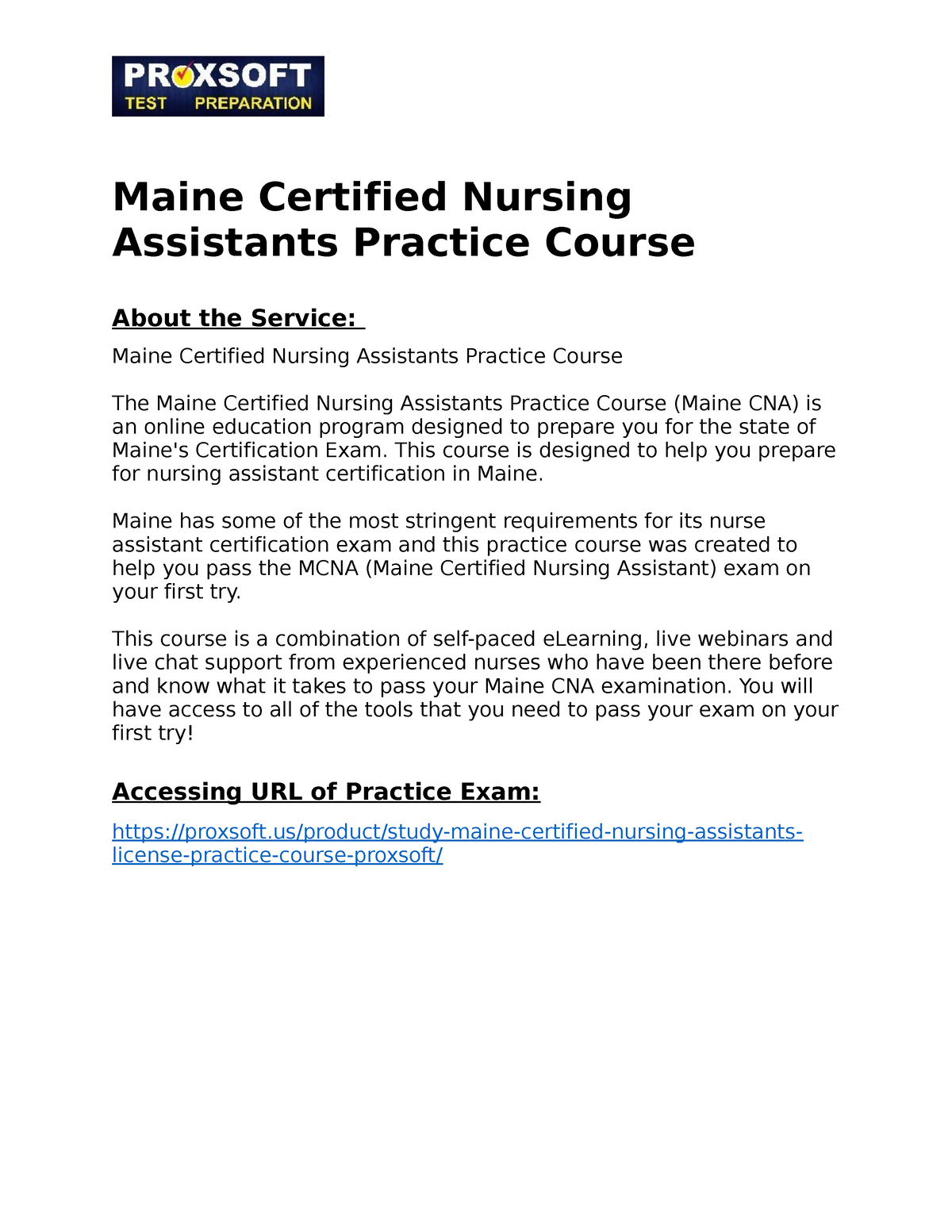 Maine Certified Nursing Assistants Practice Course This Course Is Designed To Help You Prepare 0389