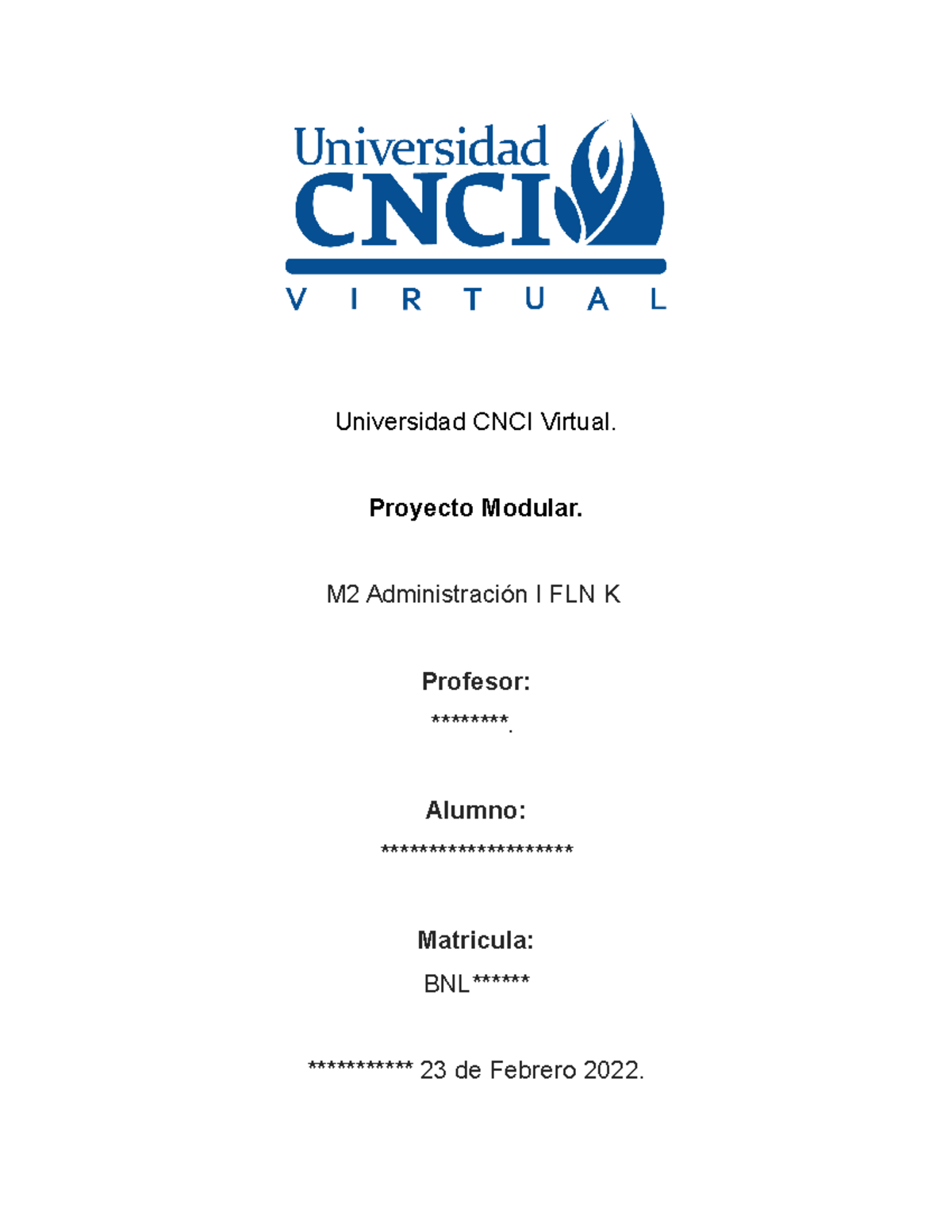 Proyecto Modular Administración I CNCI - Universidad CNCI Virtual ...